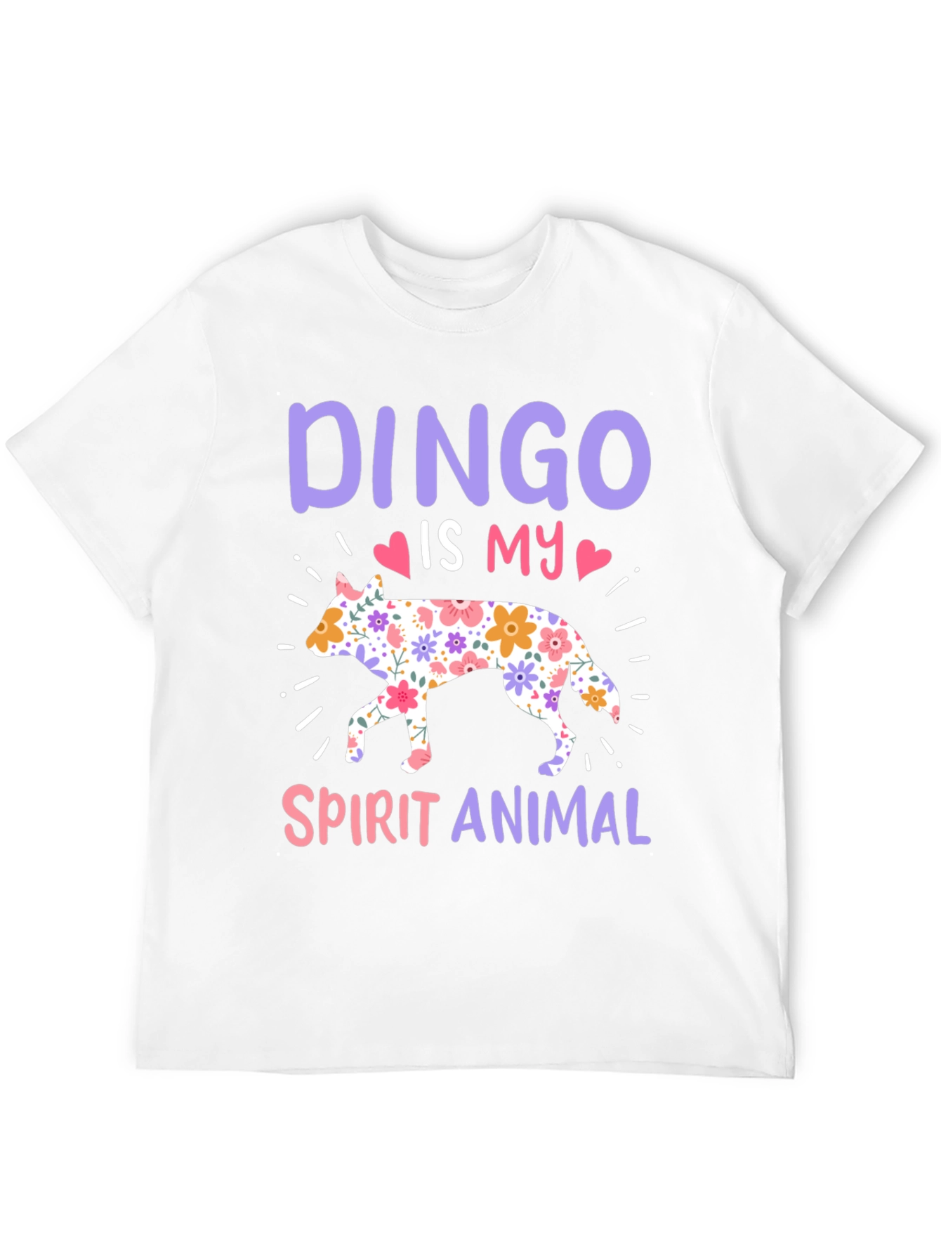 Dingo Spirit Animal Floral Design T-Shirt