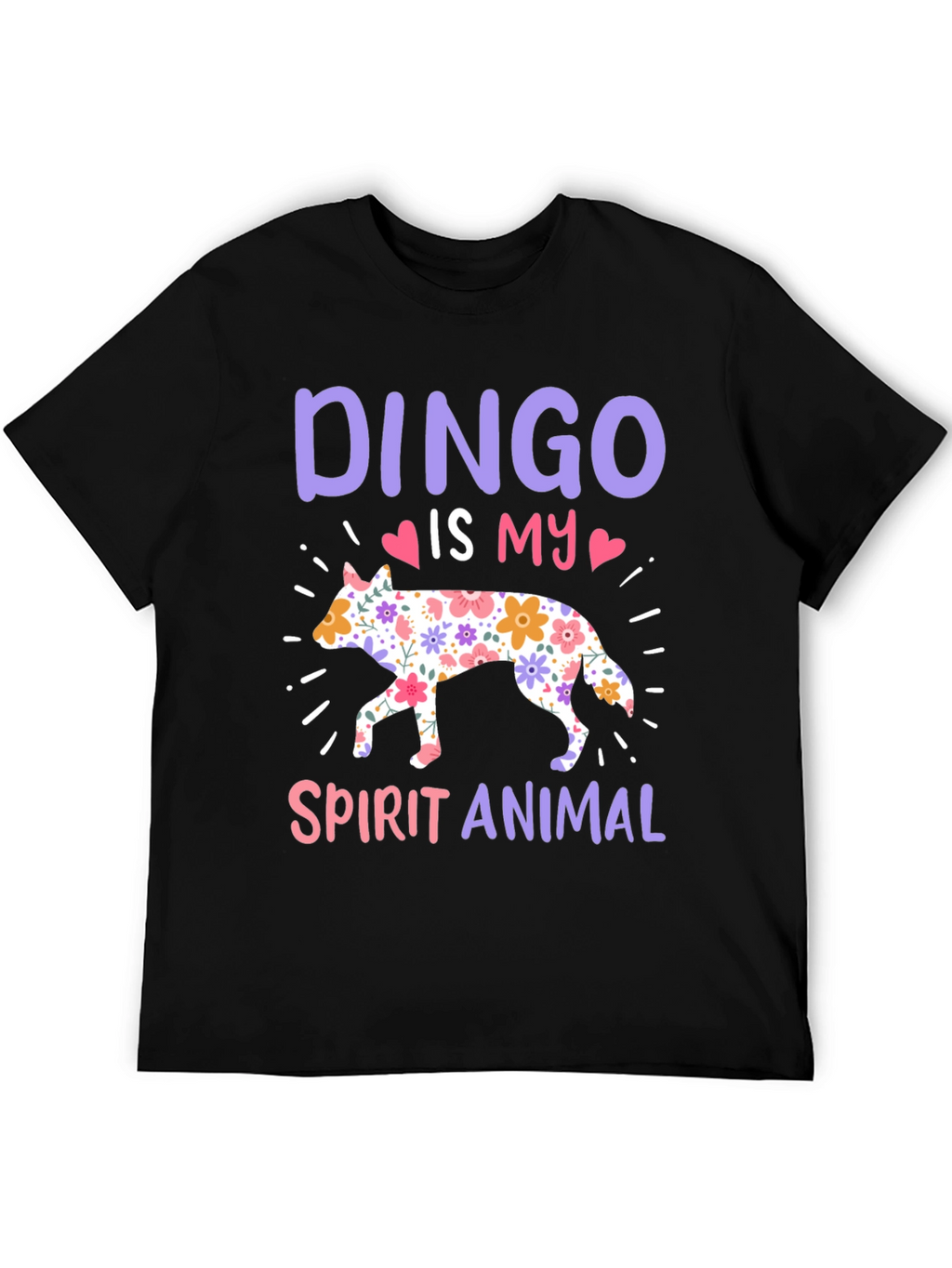 Dingo Spirit Animal Floral Design T-Shirt