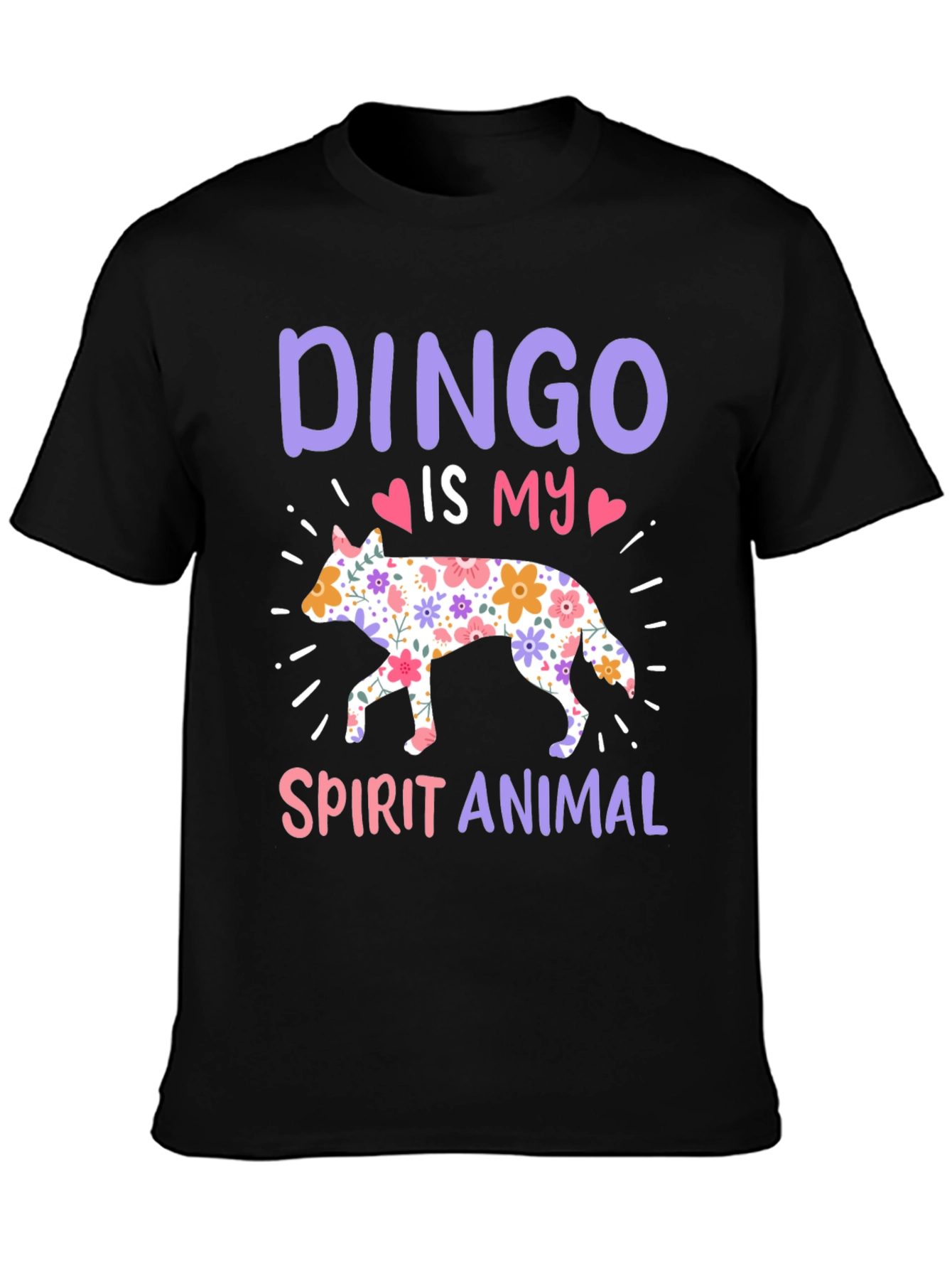 Dingo Spirit Animal Floral Design T-Shirt