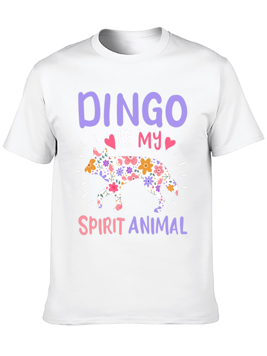 Dingo Spirit Animal Floral Design T-Shirt