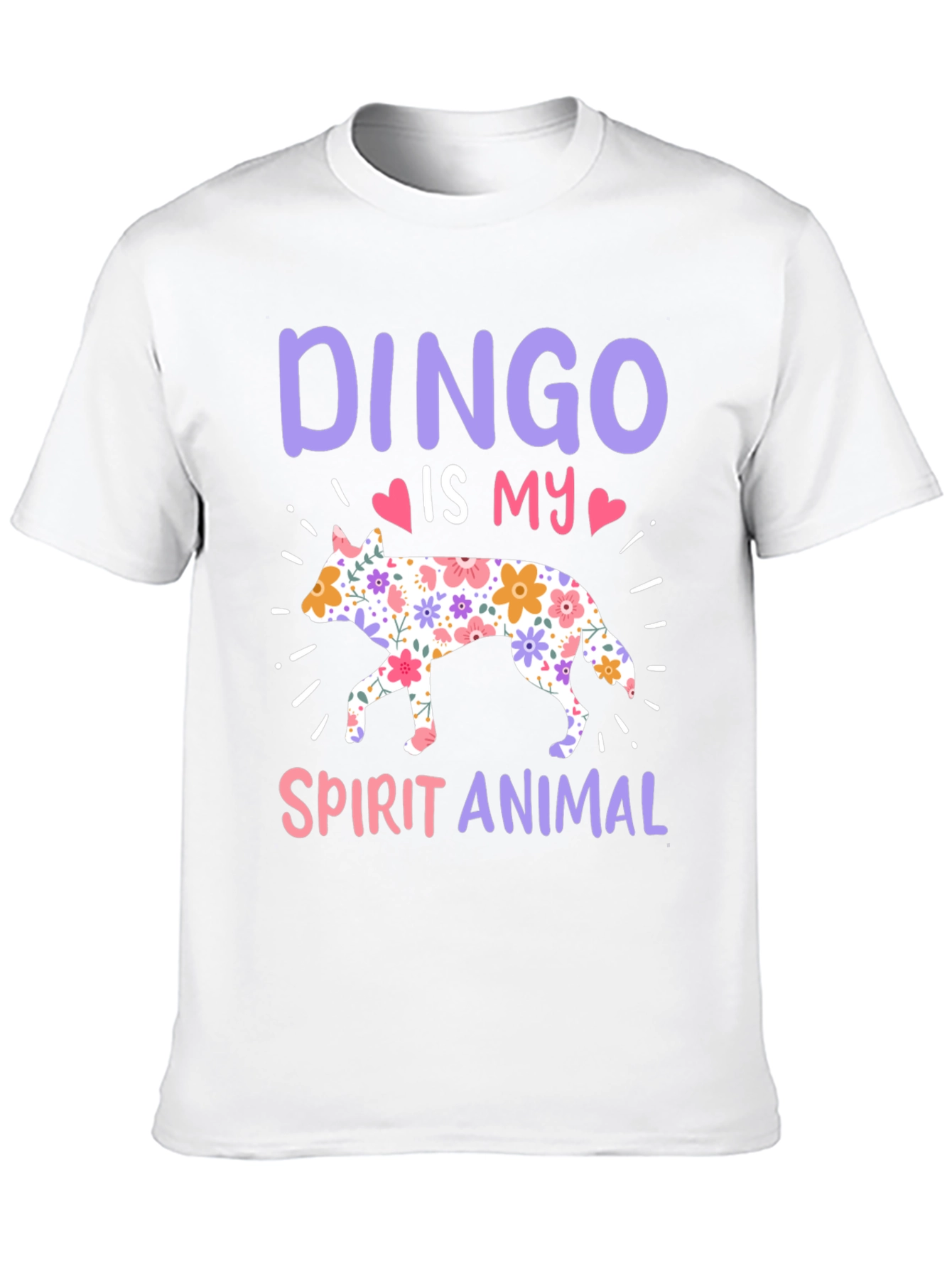 Dingo Spirit Animal Floral Design T-Shirt