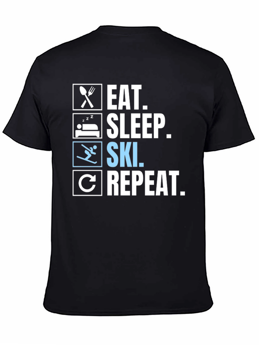 Eat Sleep Ski Repeat Black T-Shirt