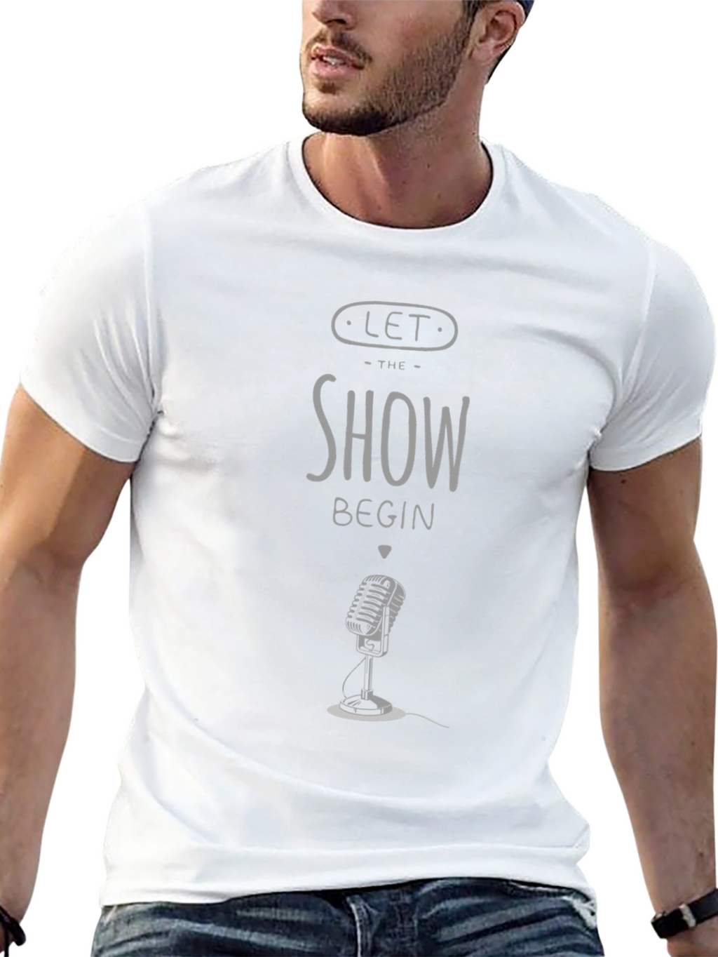 Let The Show Begin T-Shirt - Retro Microphone Design