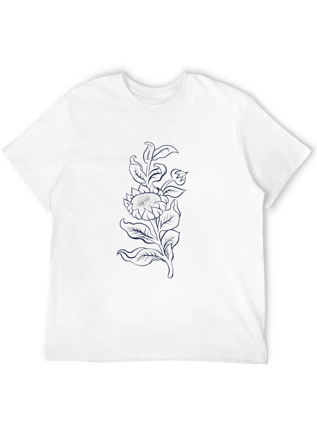 Mens Black T-Shirt with Subtle Floral Design