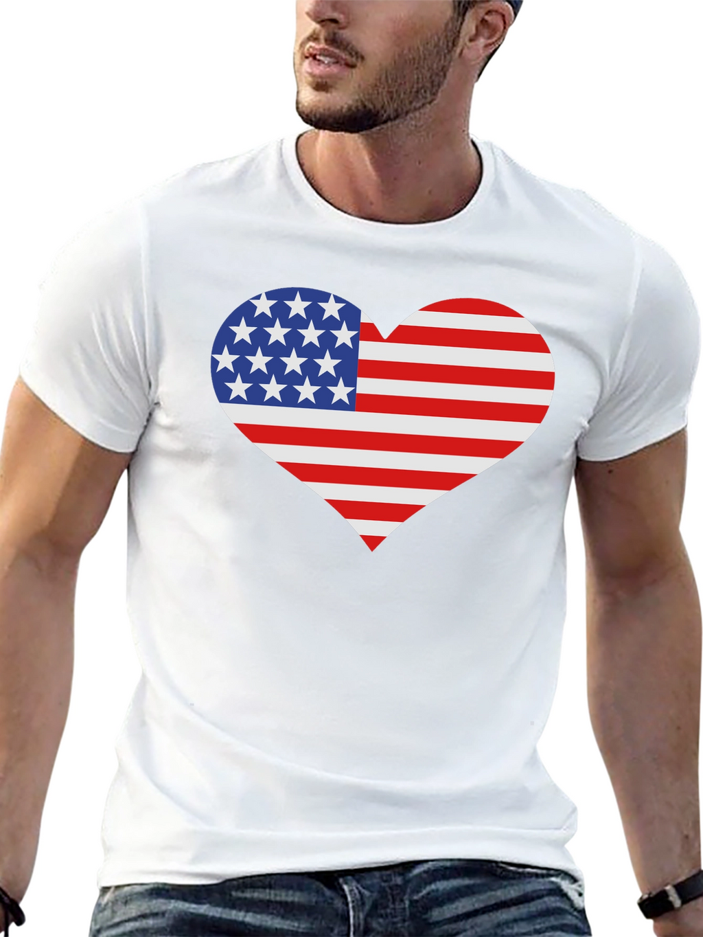 USA Flag Heart Patriotic T-Shirt