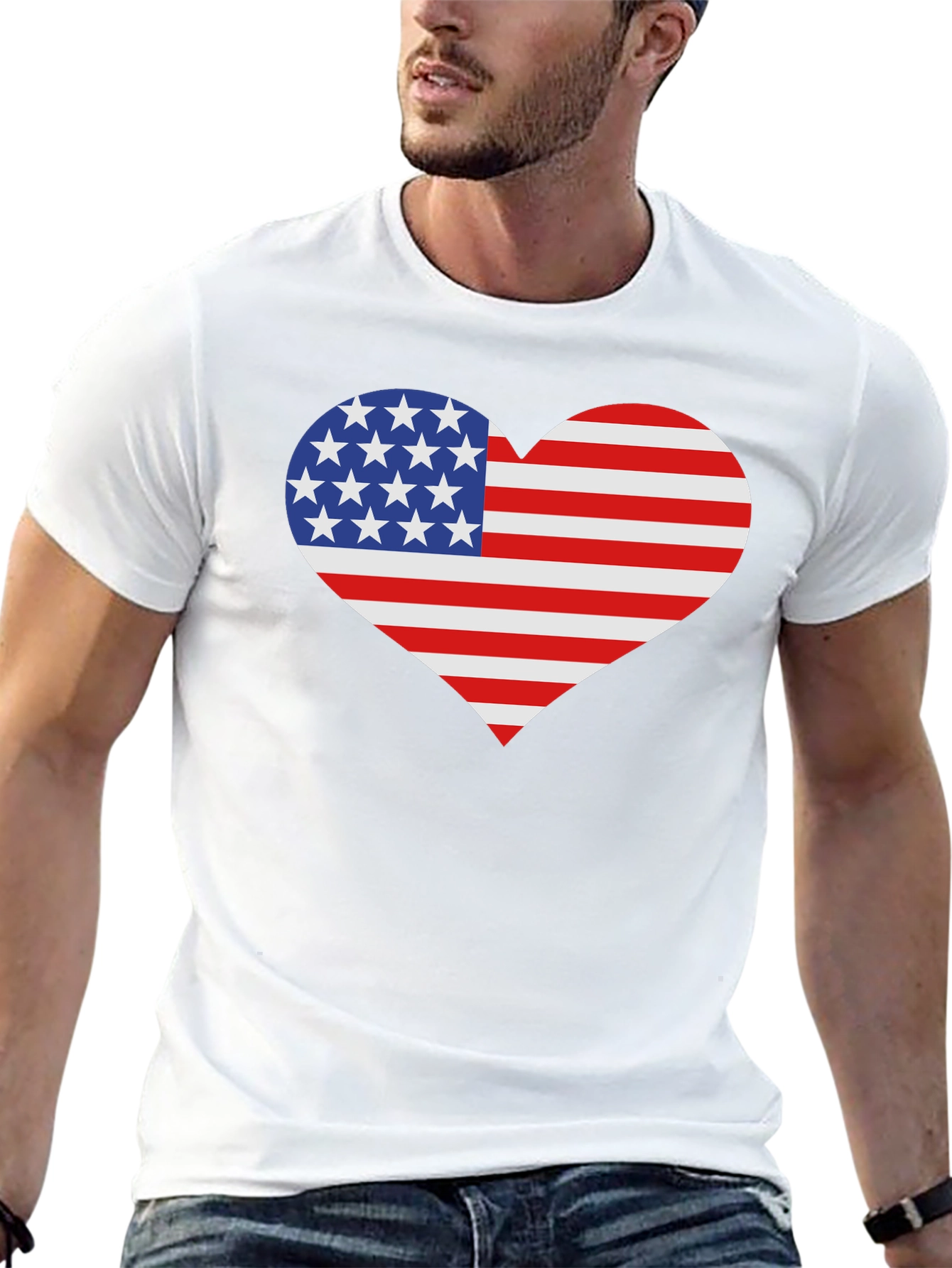 USA Flag Heart Patriotic T-Shirt