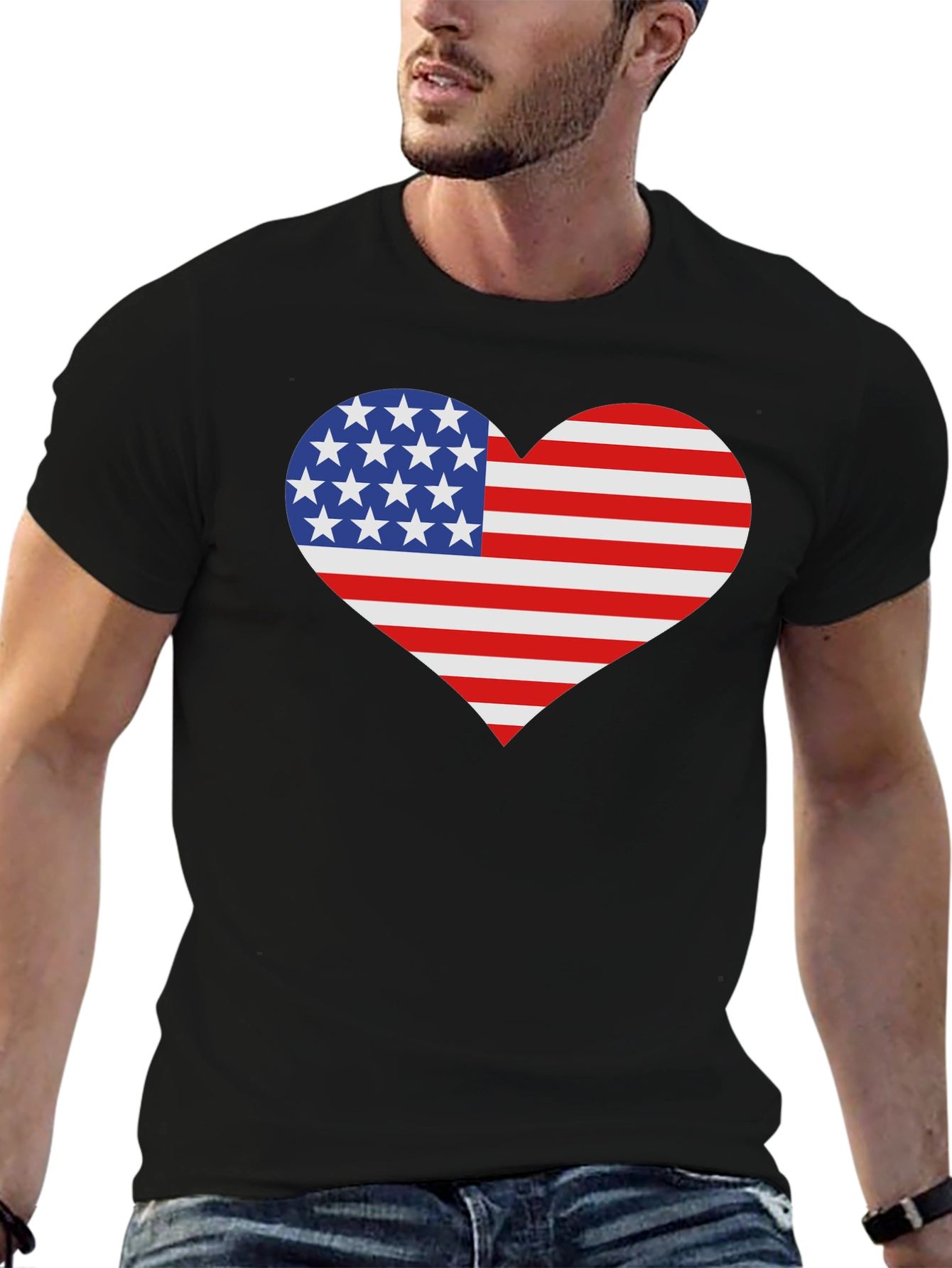 USA Flag Heart Patriotic T-Shirt