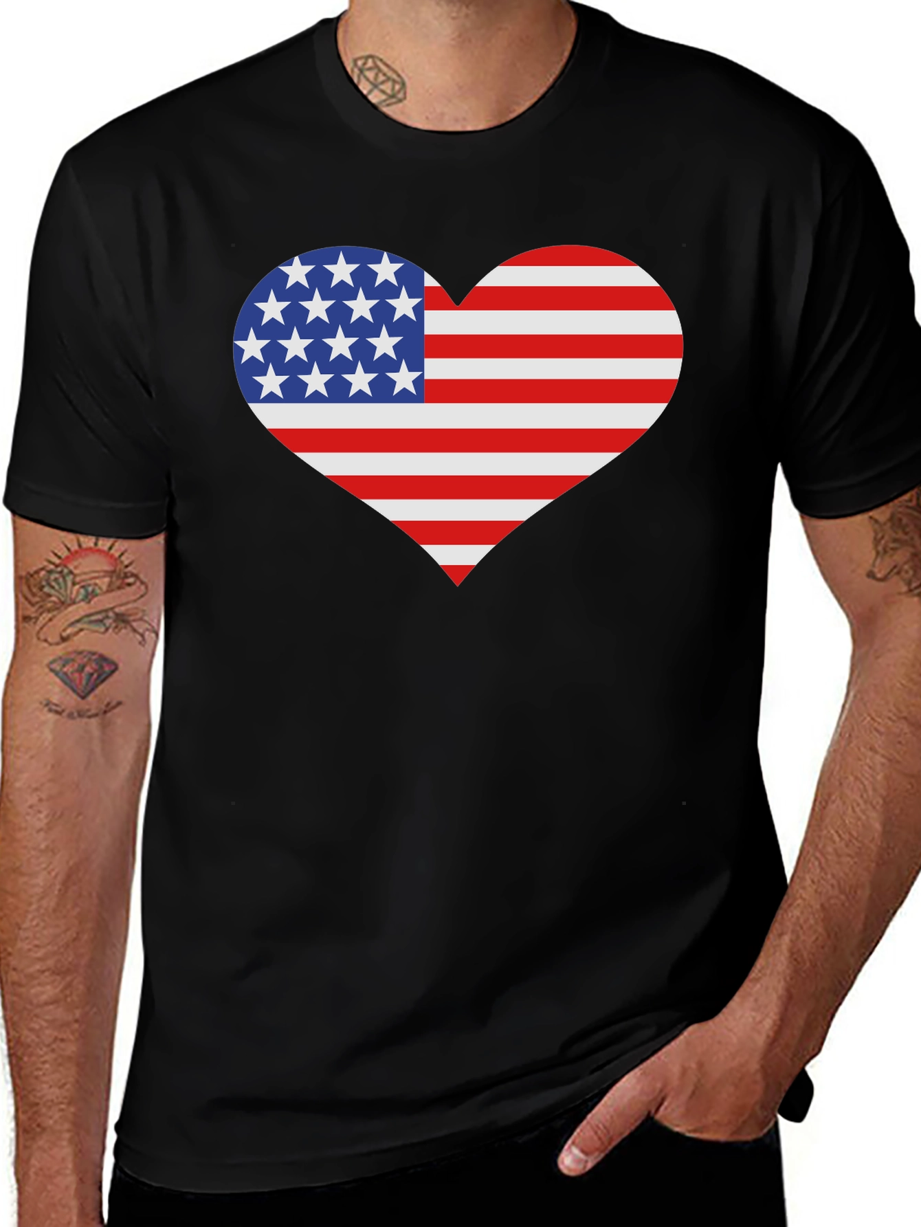 USA Flag Heart Patriotic T-Shirt