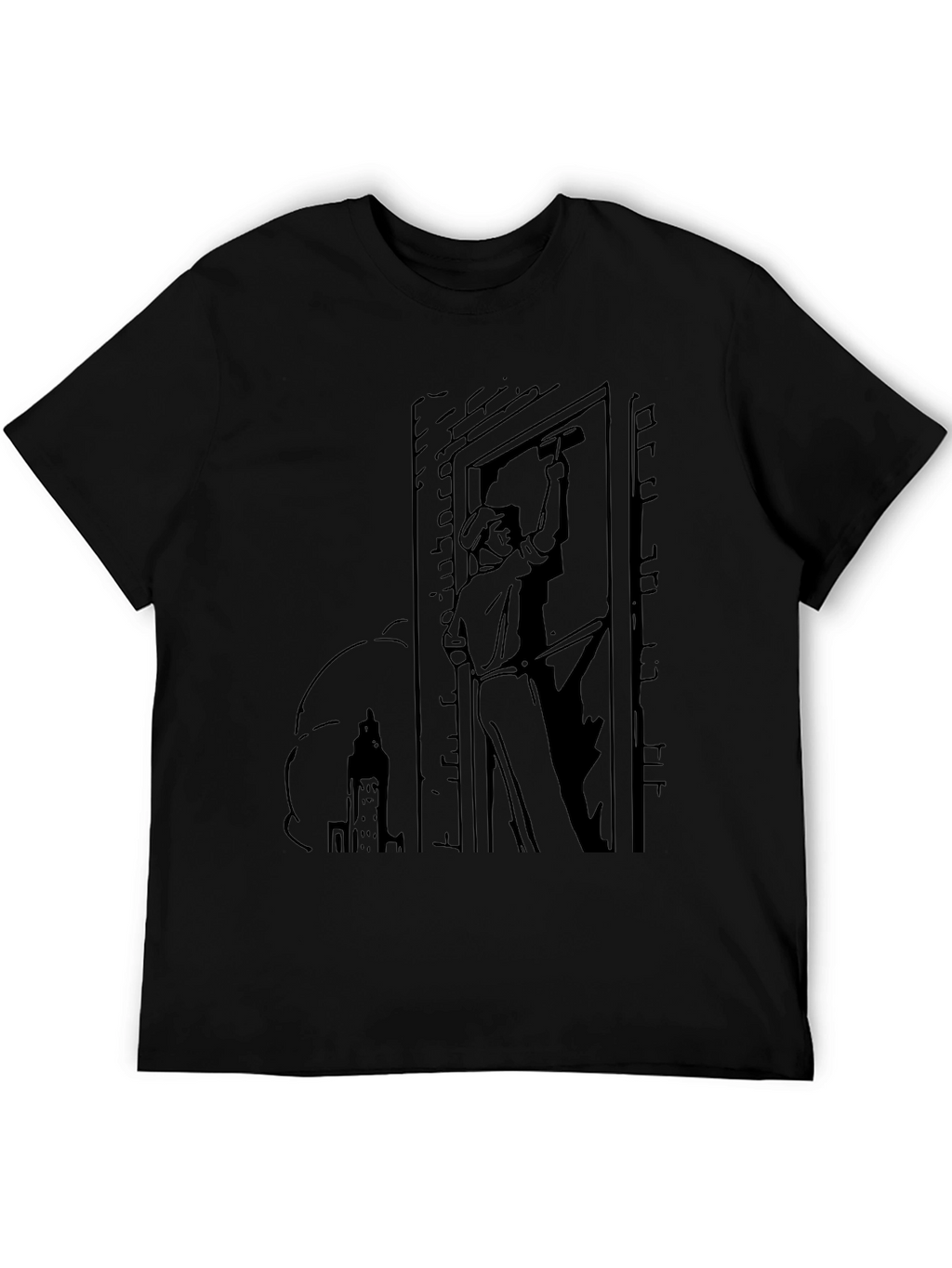 Worker Graphic Tee - Black Cotton Blend