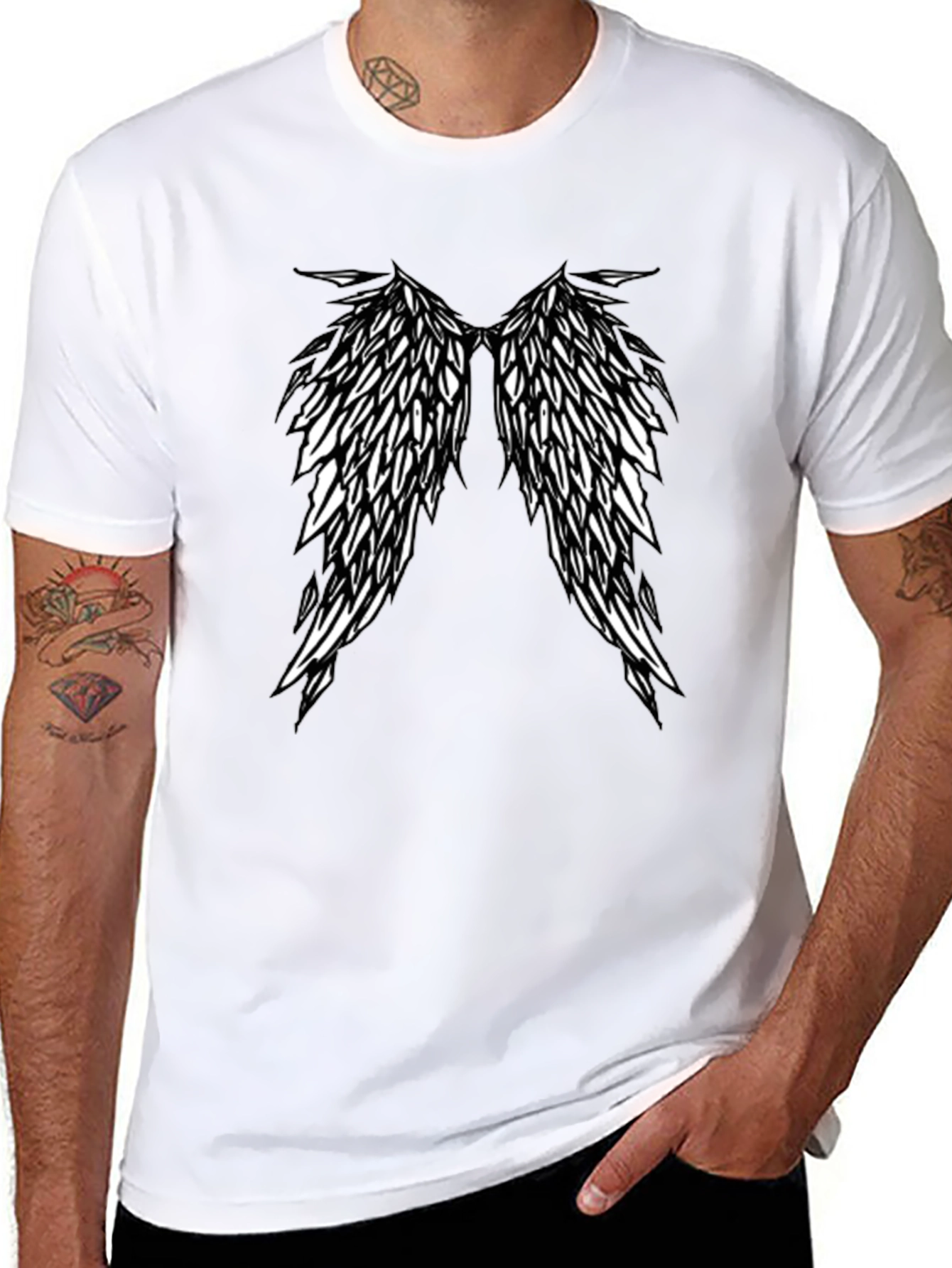 Winged Tee - Black Crew Neck T-Shirt