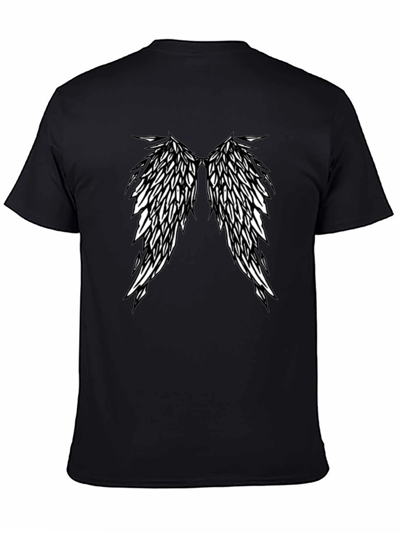 Winged Tee - Black Crew Neck T-Shirt