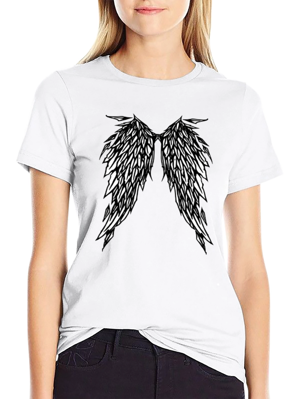 Winged Tee - Black Crew Neck T-Shirt
