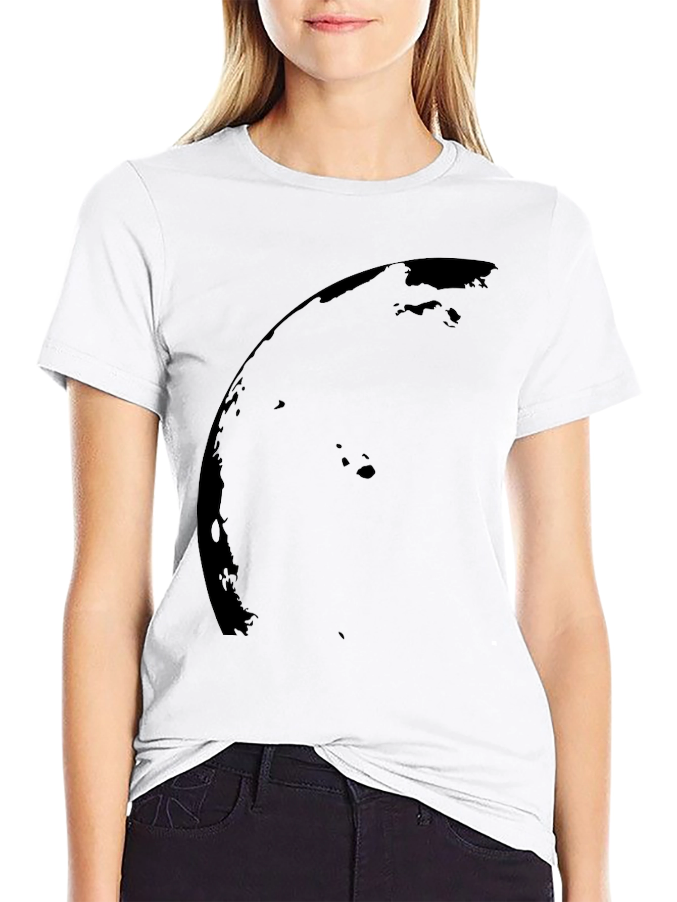 Black Graphic Tee - Curved Design Mens Casual Shirt