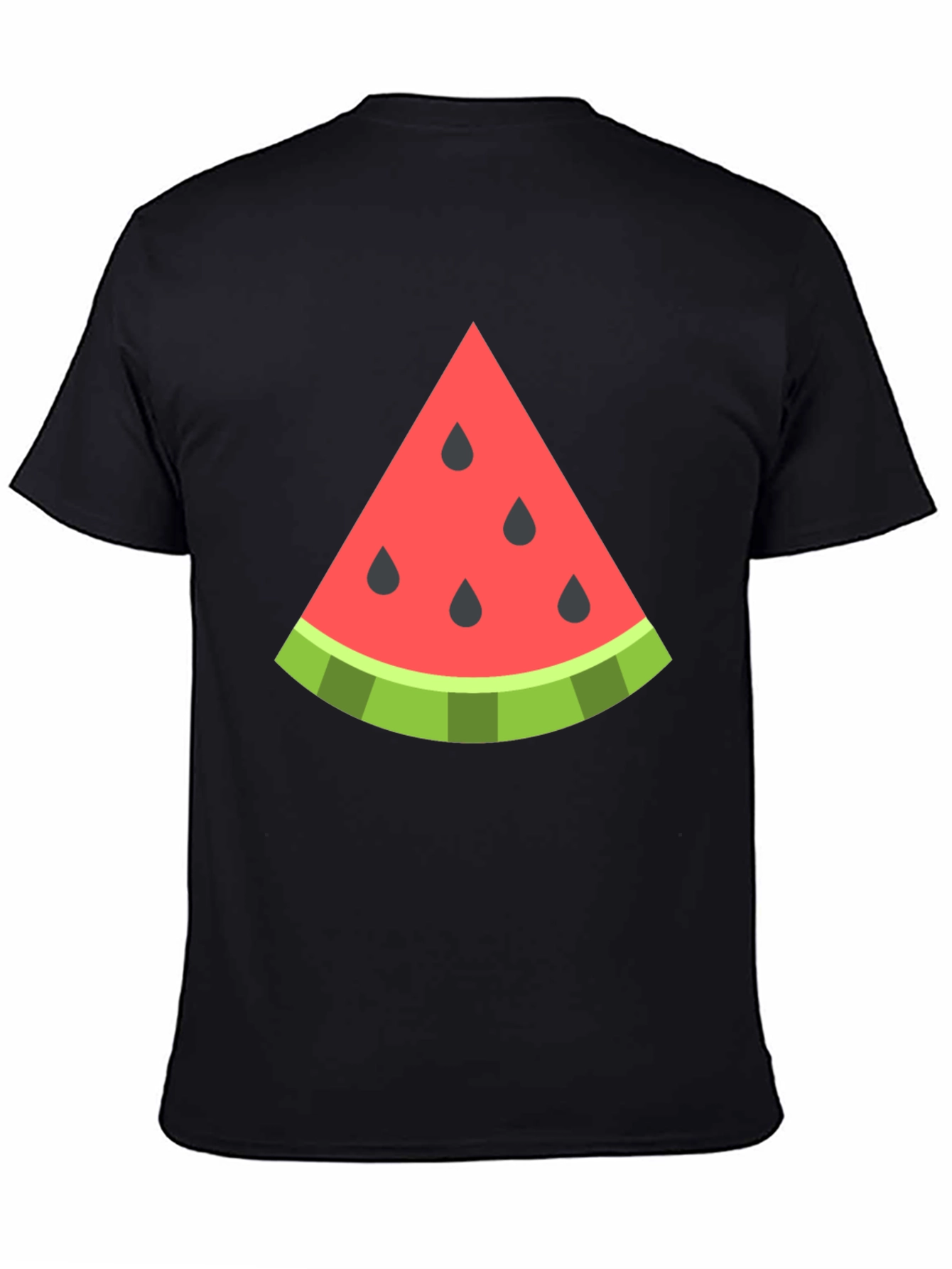 Fun Watermelon Slice Graphic Print Black T-Shirt