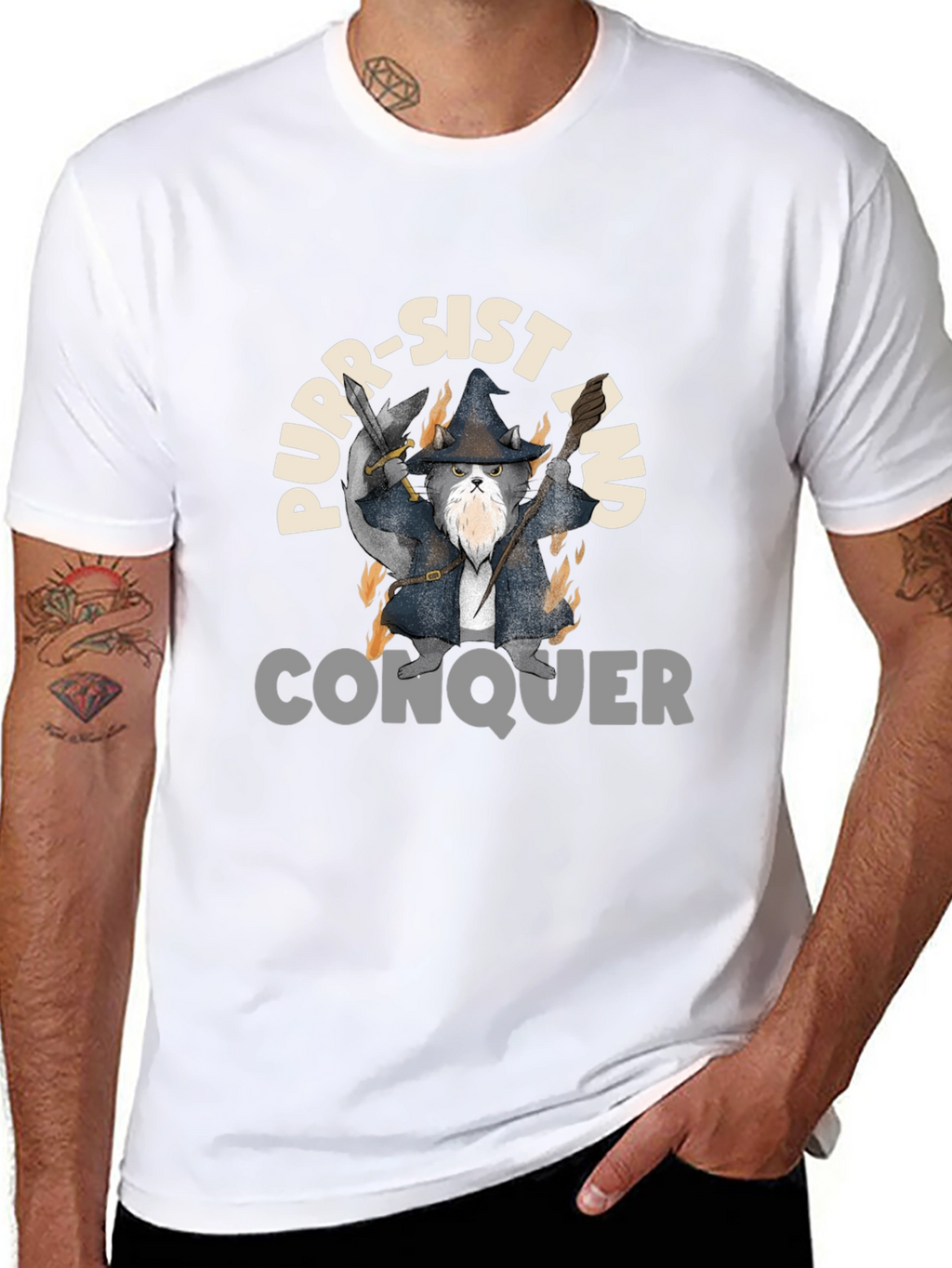 Purr-Sist and Conquer Black T-Shirt