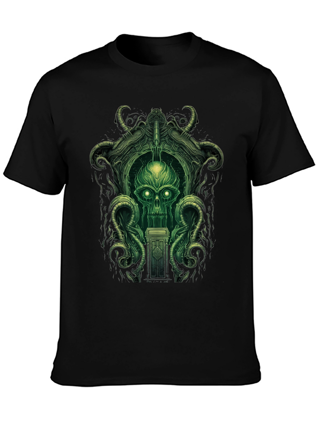 Eerie Green Skull Graphic Tee