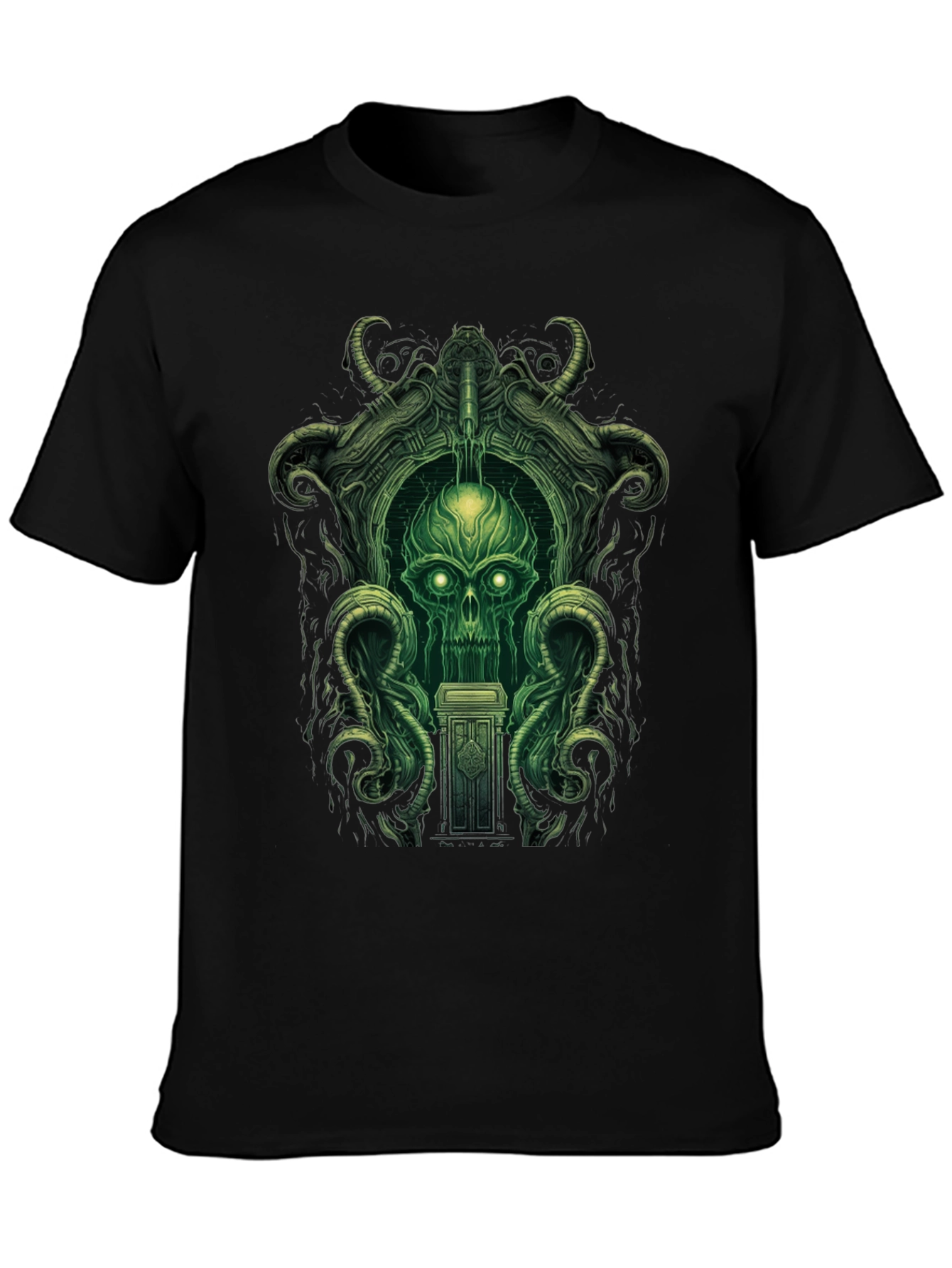 Eerie Green Skull Graphic Tee