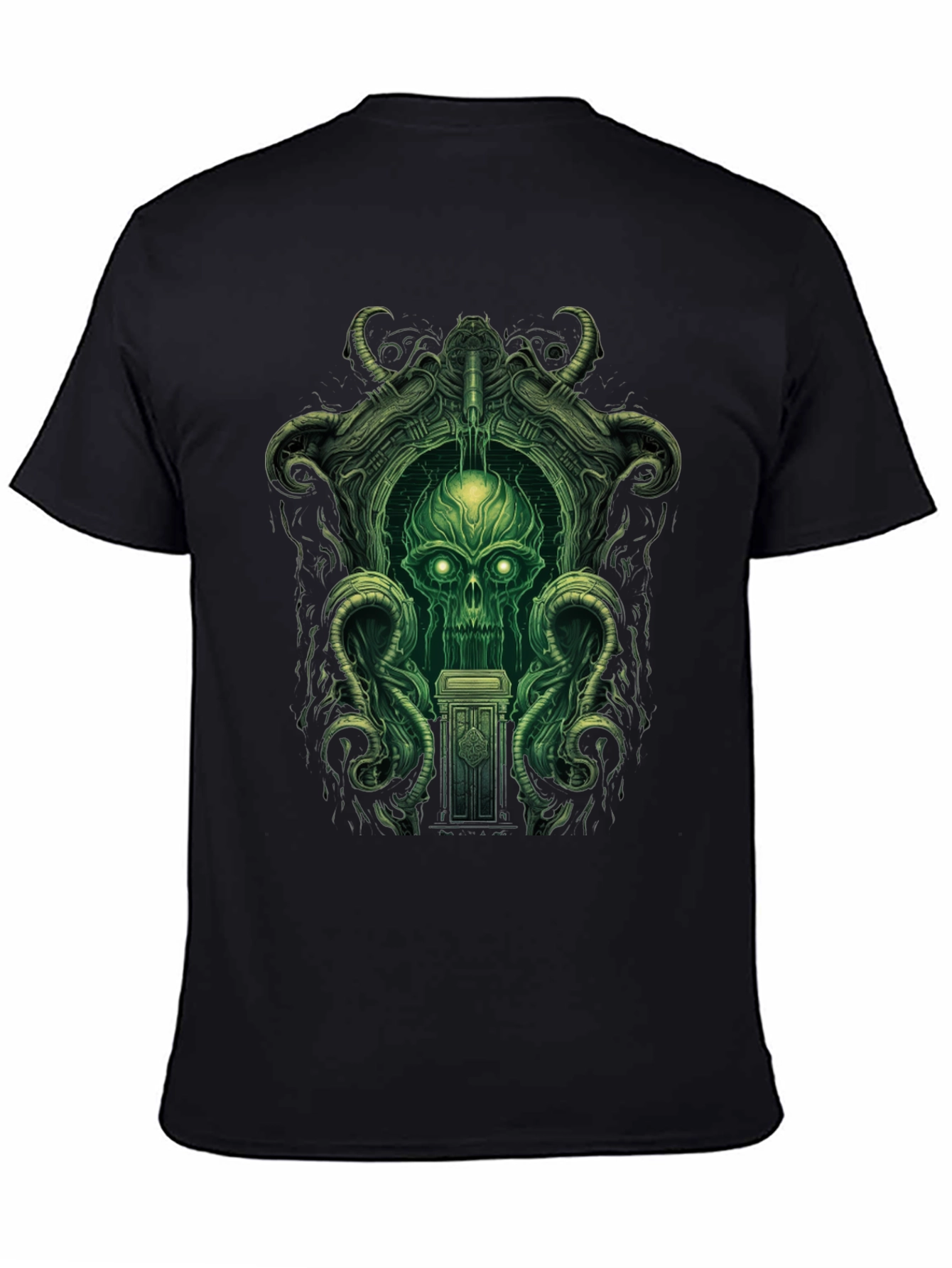 Eerie Green Skull Graphic Tee