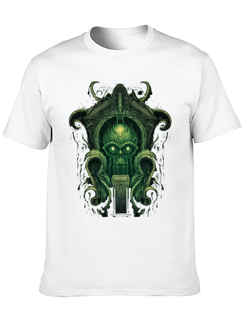 Eerie Green Skull Graphic Tee