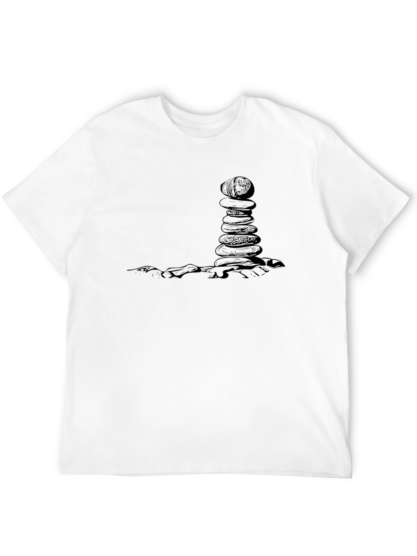 Mens Black T-Shirt with Rock Balancing Design