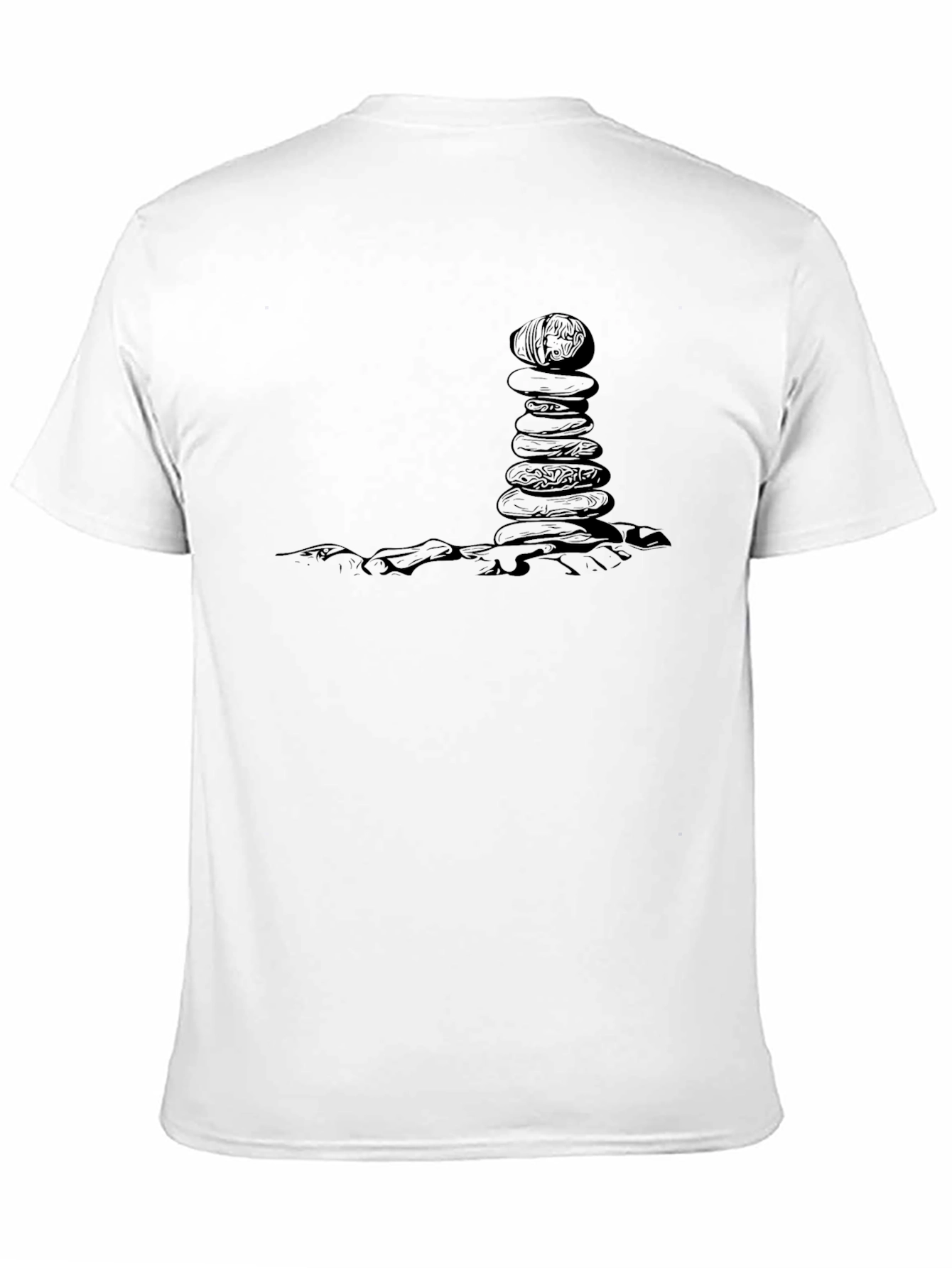 Mens Black T-Shirt with Rock Balancing Design
