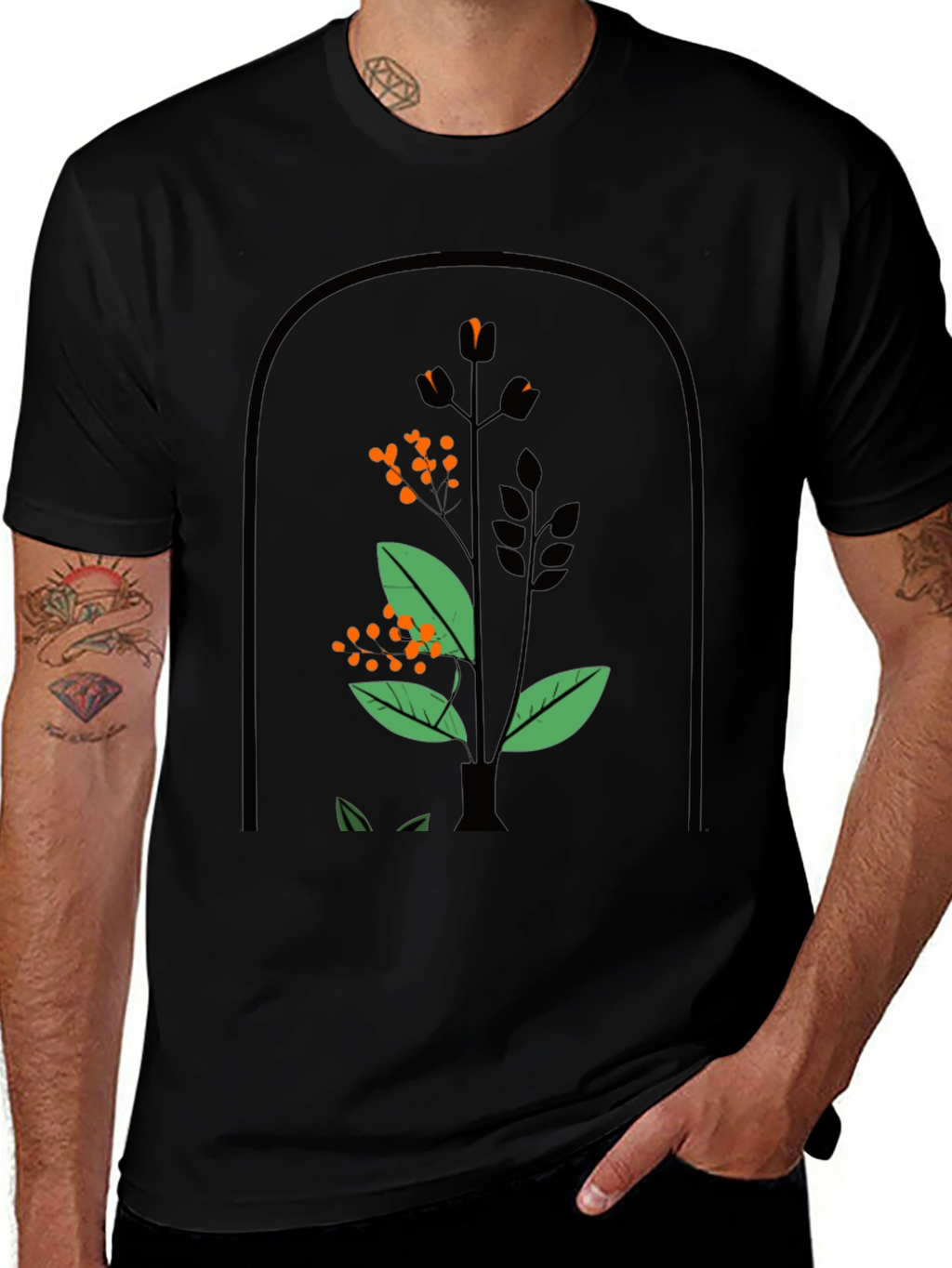 Botanical Graphic Tee - Black Unisex T-Shirt