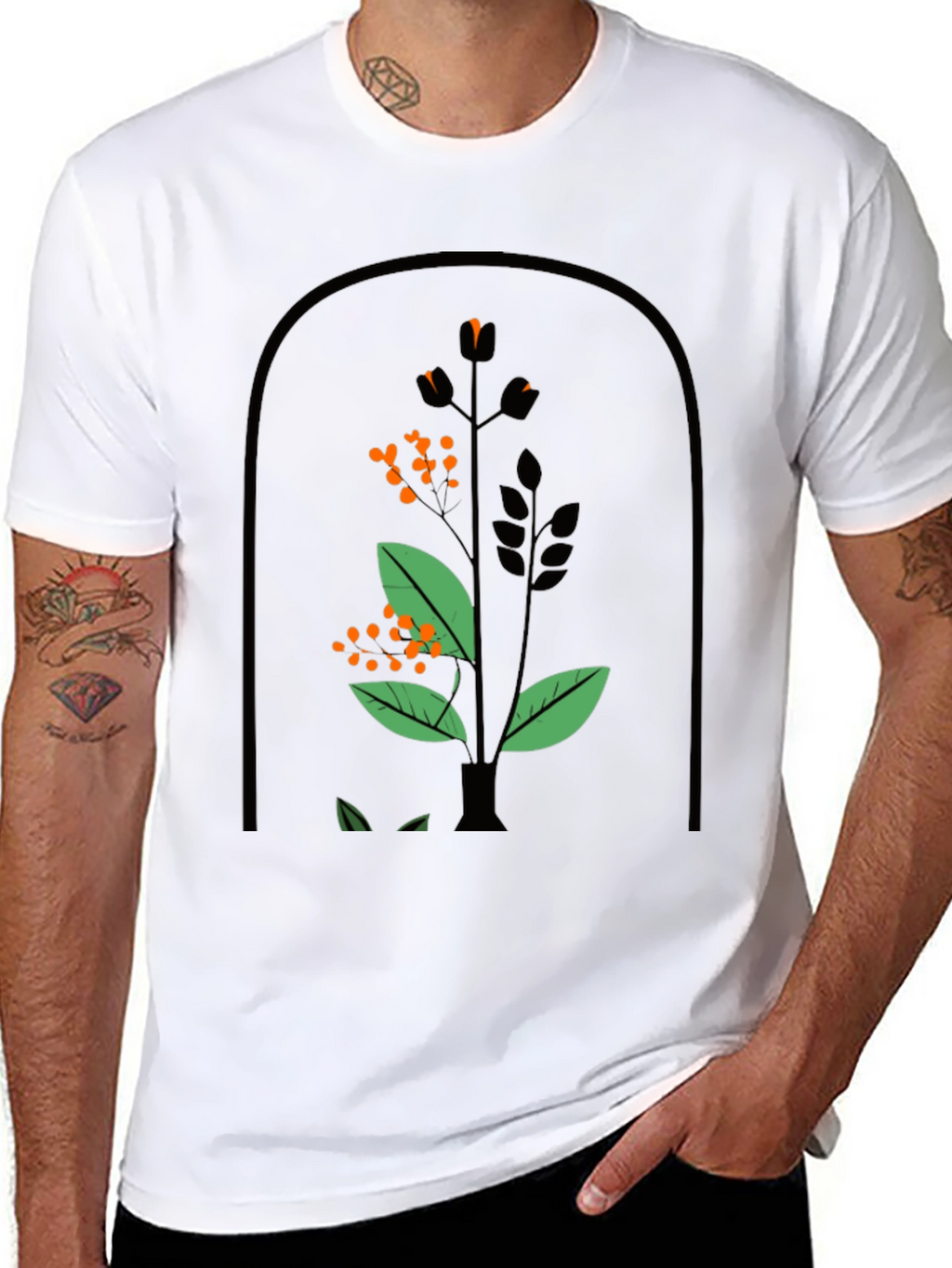 Botanical Graphic Tee - Black Unisex T-Shirt