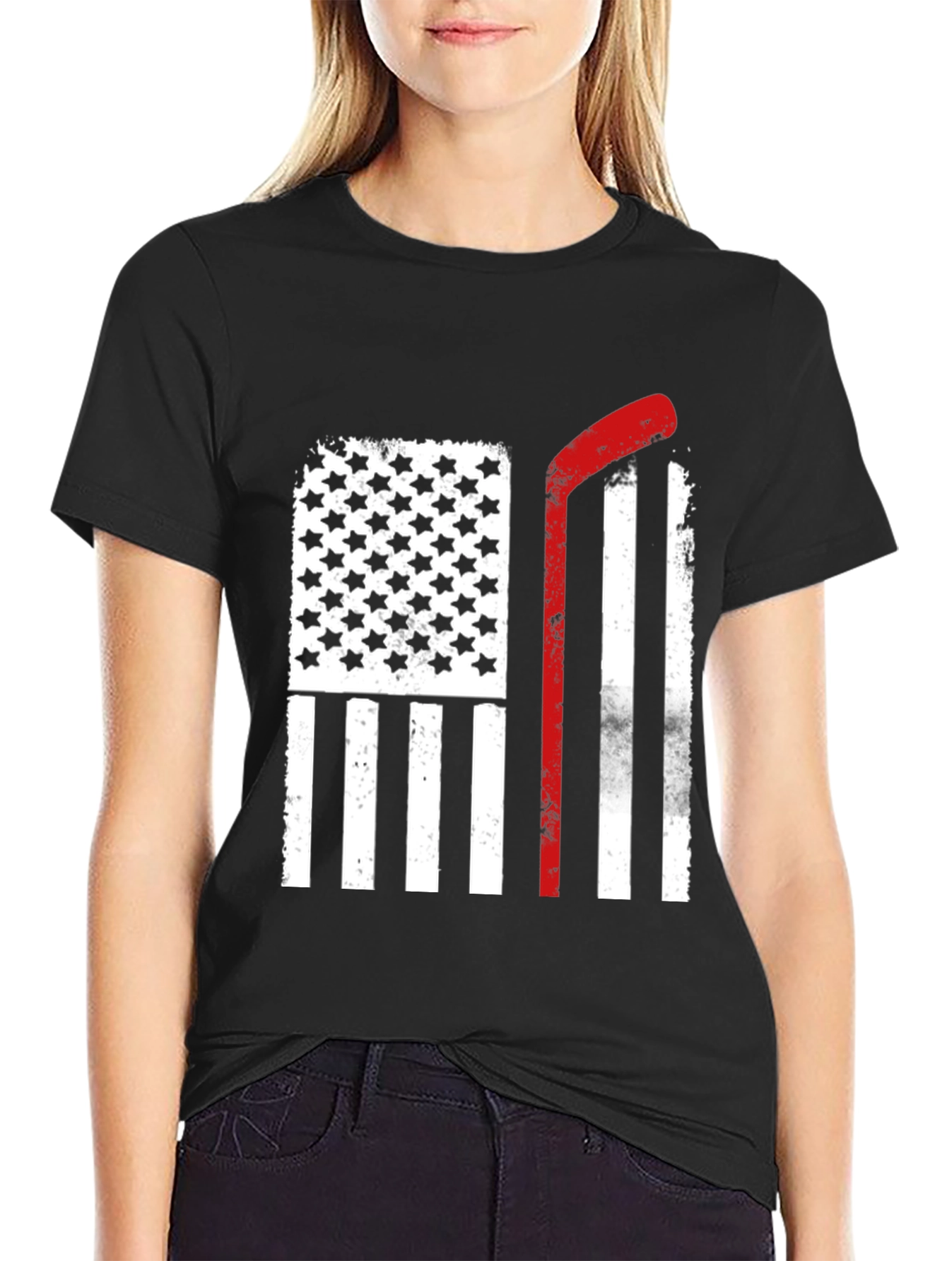 USA Hockey Stick Flag T-Shirt