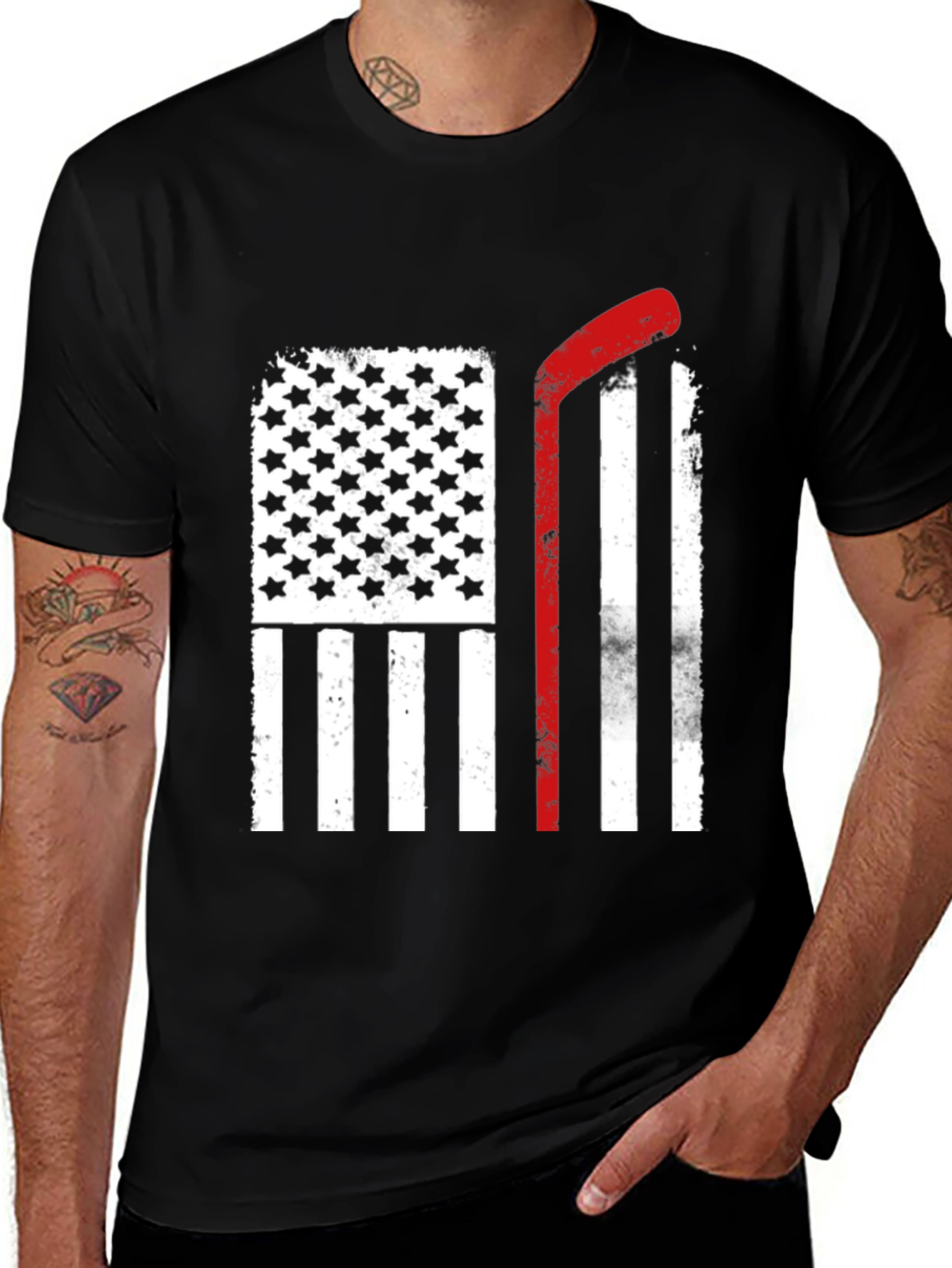 USA Hockey Stick Flag T-Shirt