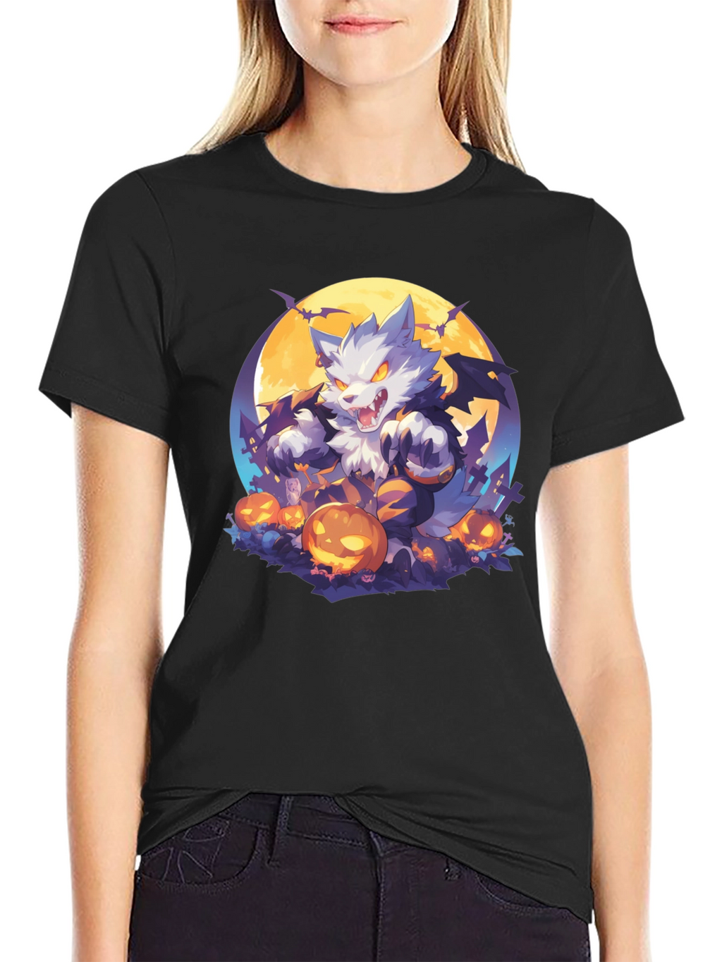 Halloween Wolf T-Shirt - Spooky Season Style