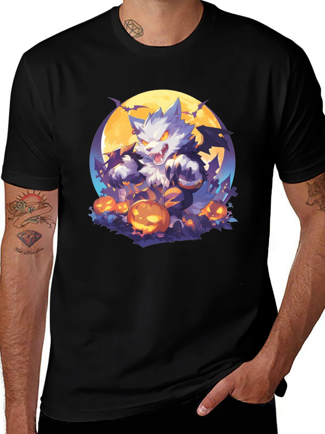 Halloween Wolf T-Shirt - Spooky Season Style
