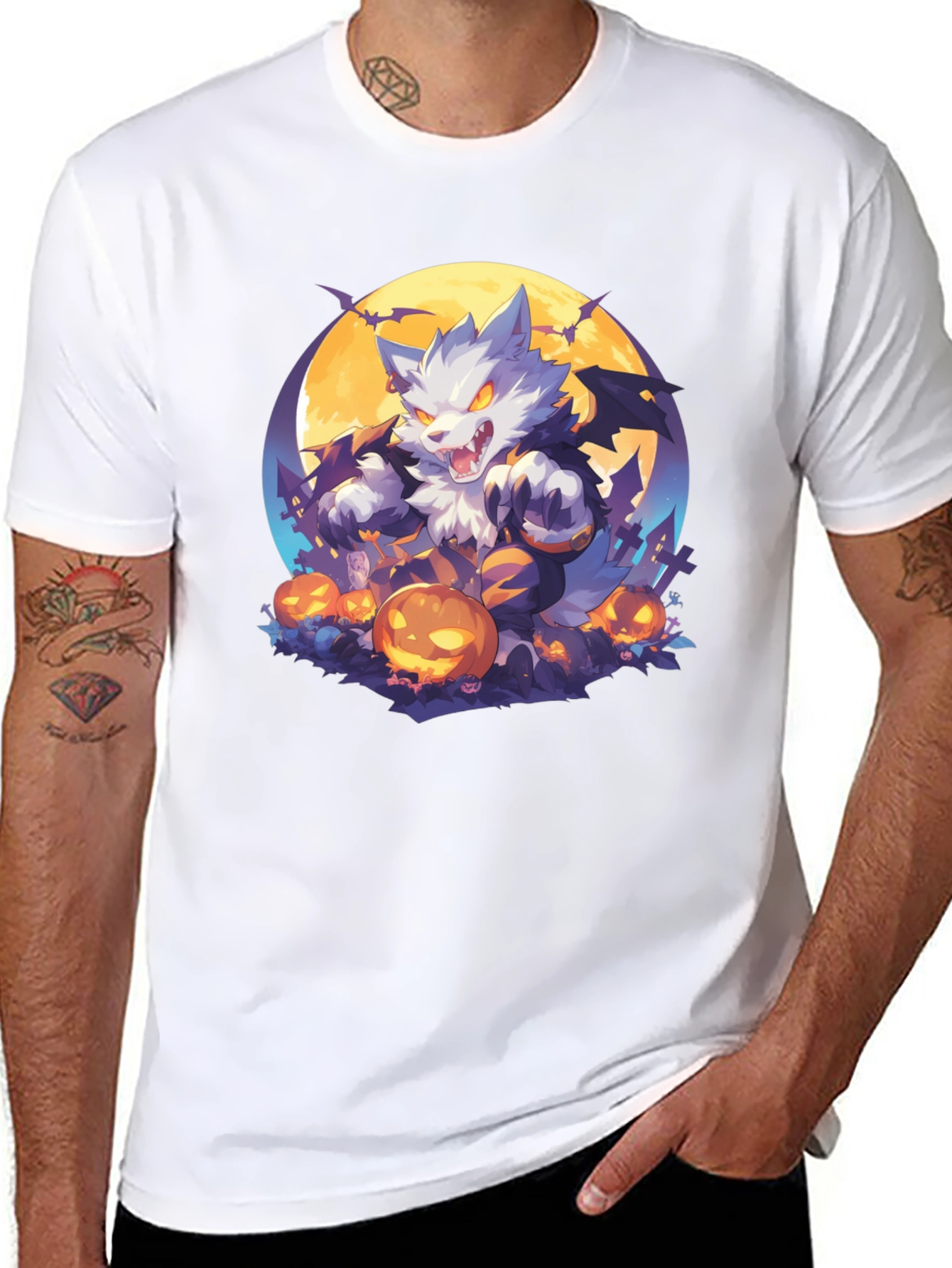 Halloween Wolf T-Shirt - Spooky Season Style