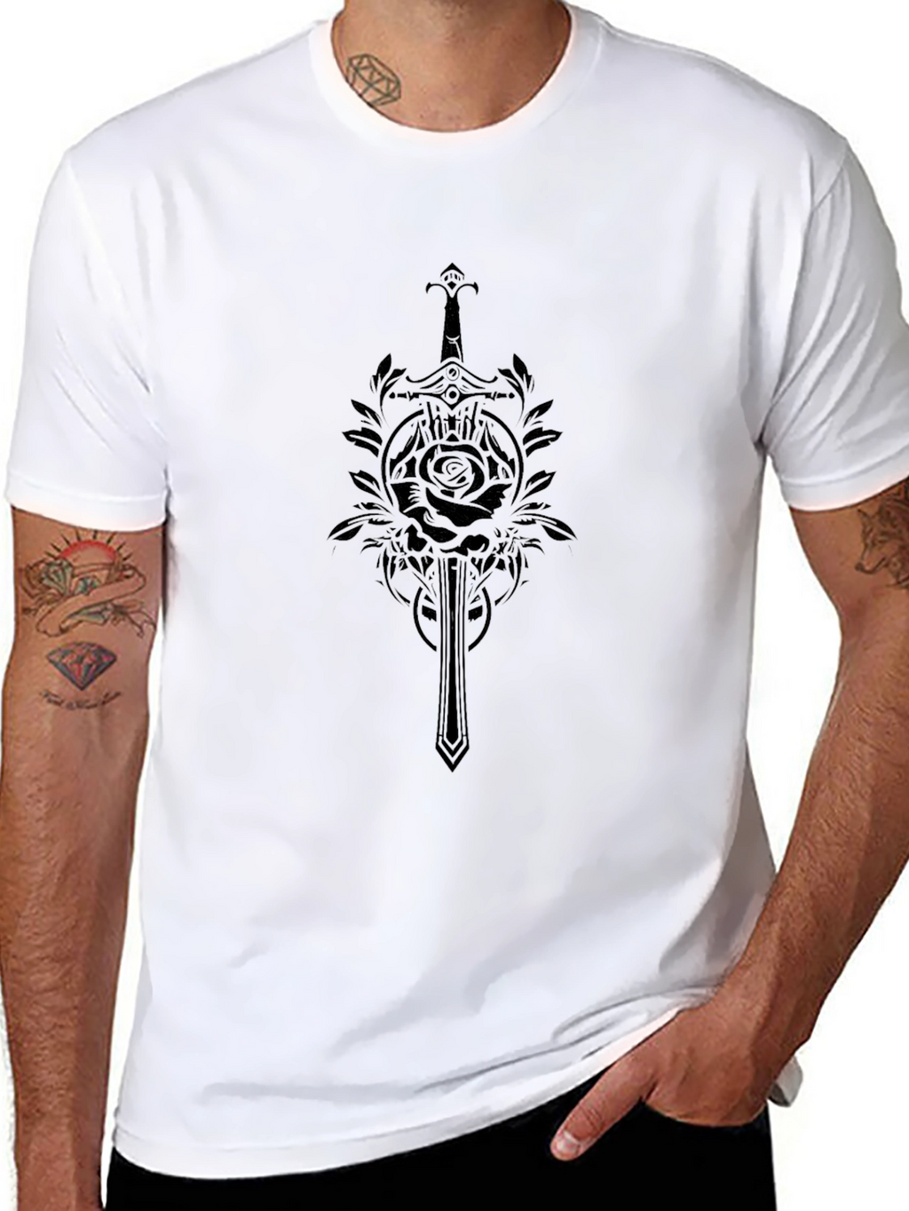 Black Rose and Sword Graphic Tee