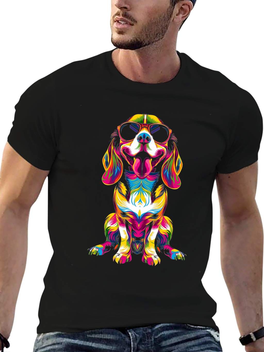Cool Dog Graphic Tee - Vivid Art Design