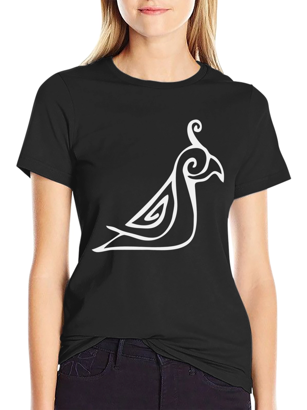 Stylish Bird Graphic Black T-Shirt