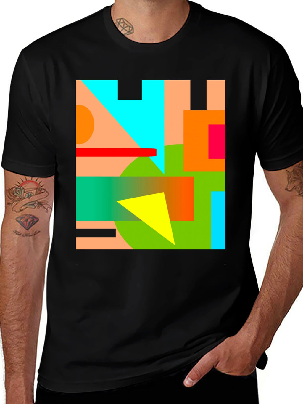 Abstract Geometric Graphic Tee - Modern Art Shirt