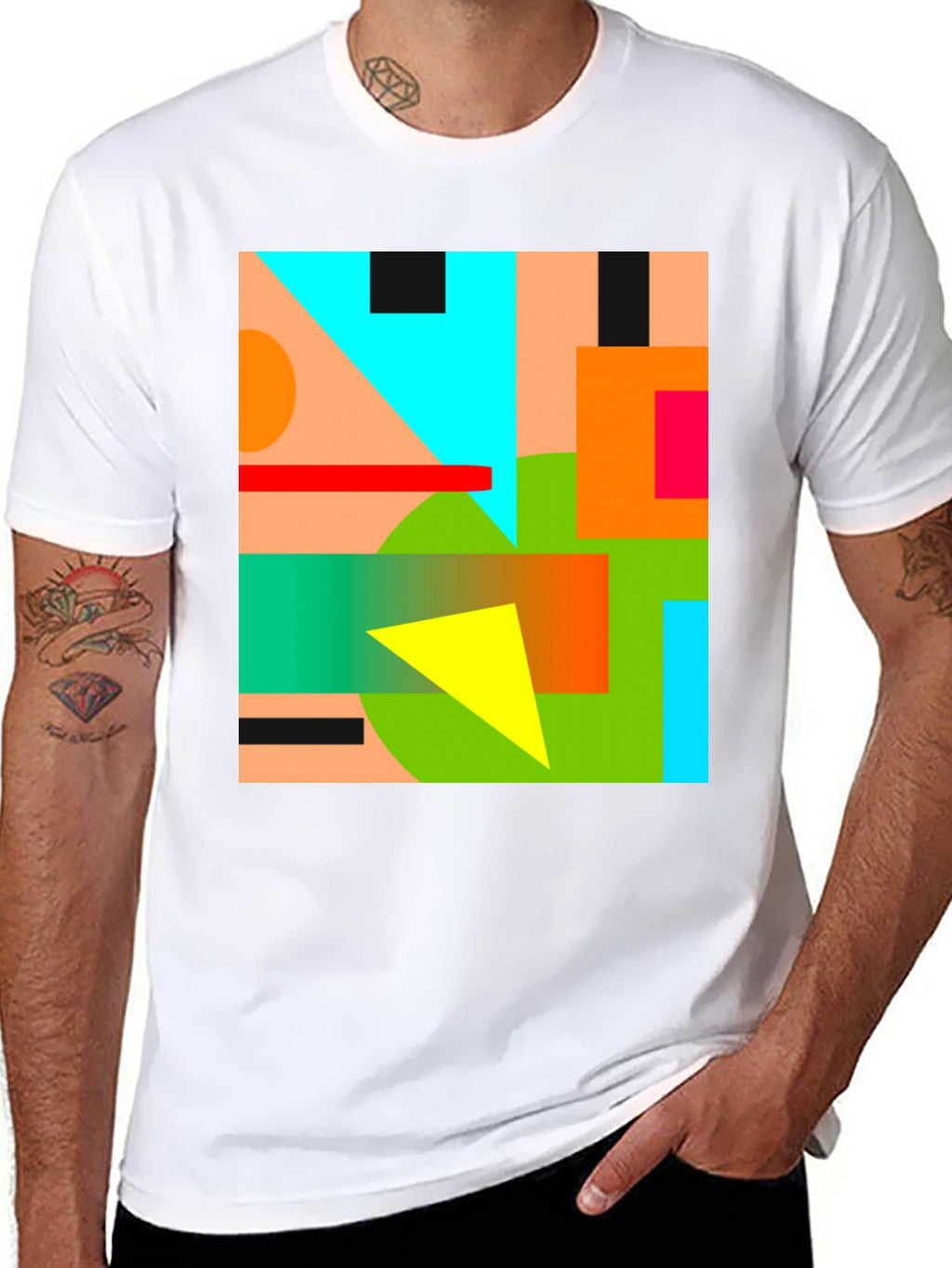 Abstract Geometric Graphic Tee - Modern Art Shirt
