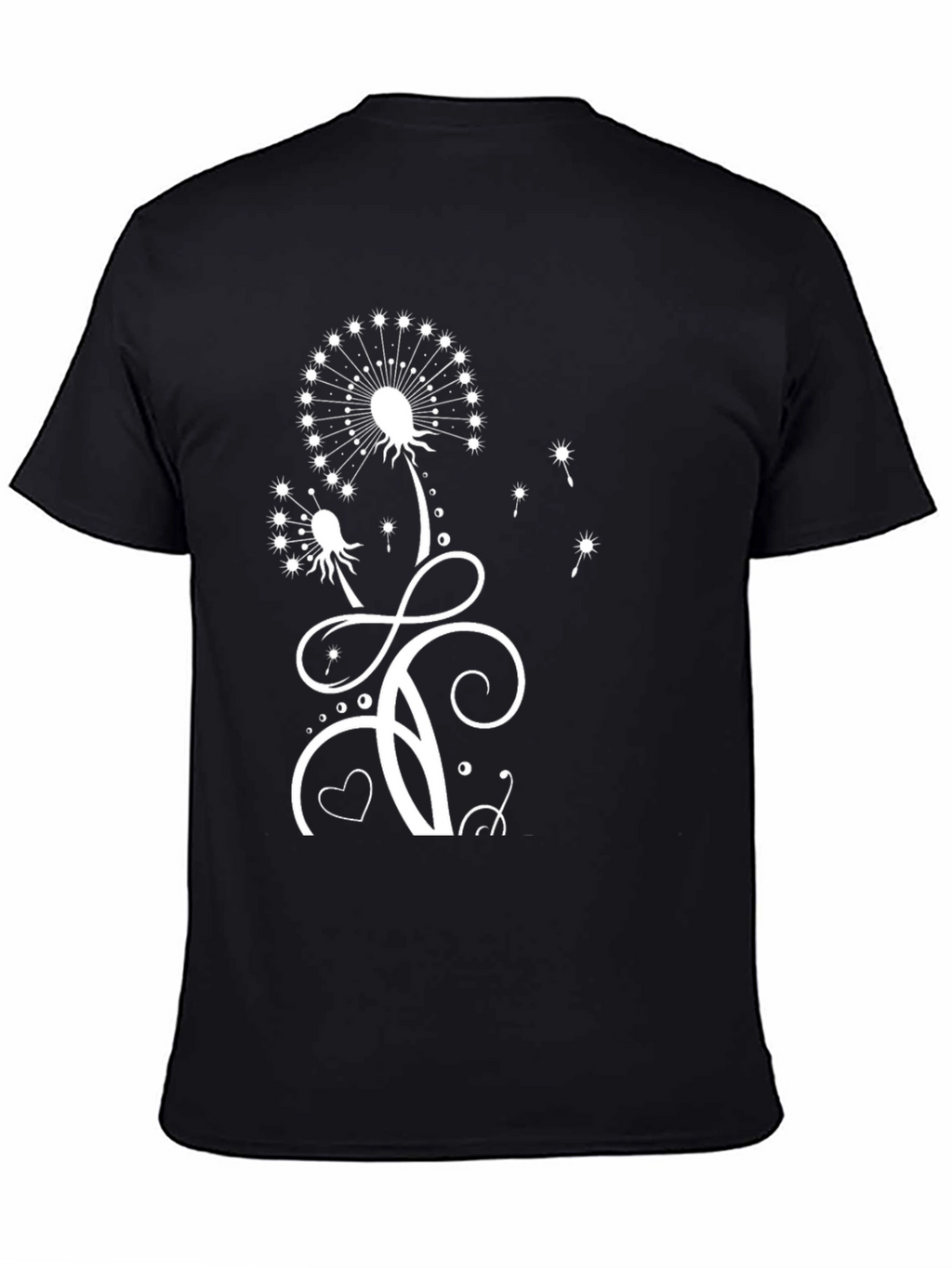 Black Dandelion Print T-Shirt