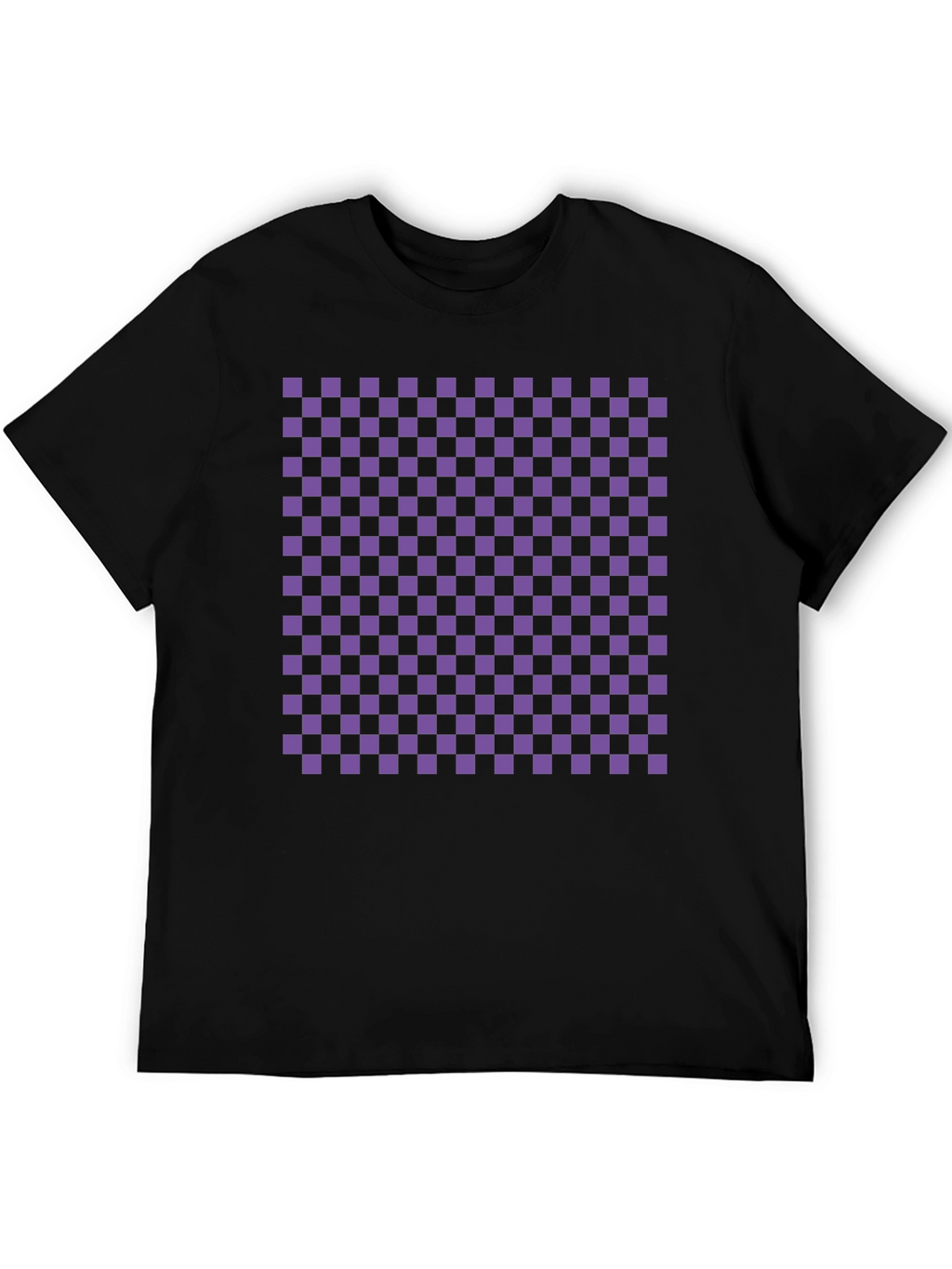 Checkerboard Tee - Black with Purple Squares