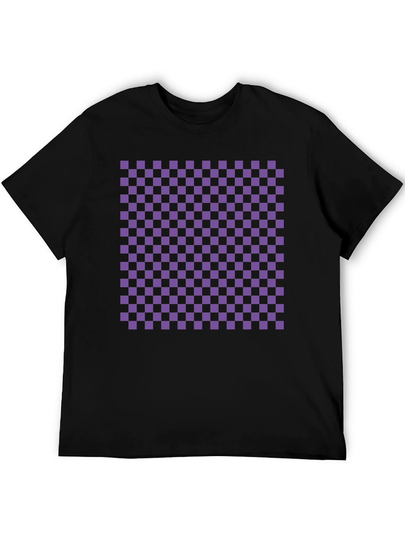 Checkerboard Tee - Black with Purple Squares