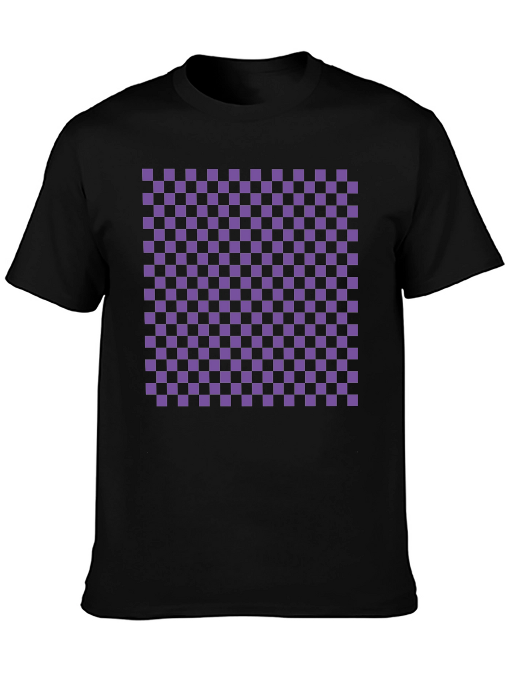 Checkerboard Tee - Black with Purple Squares