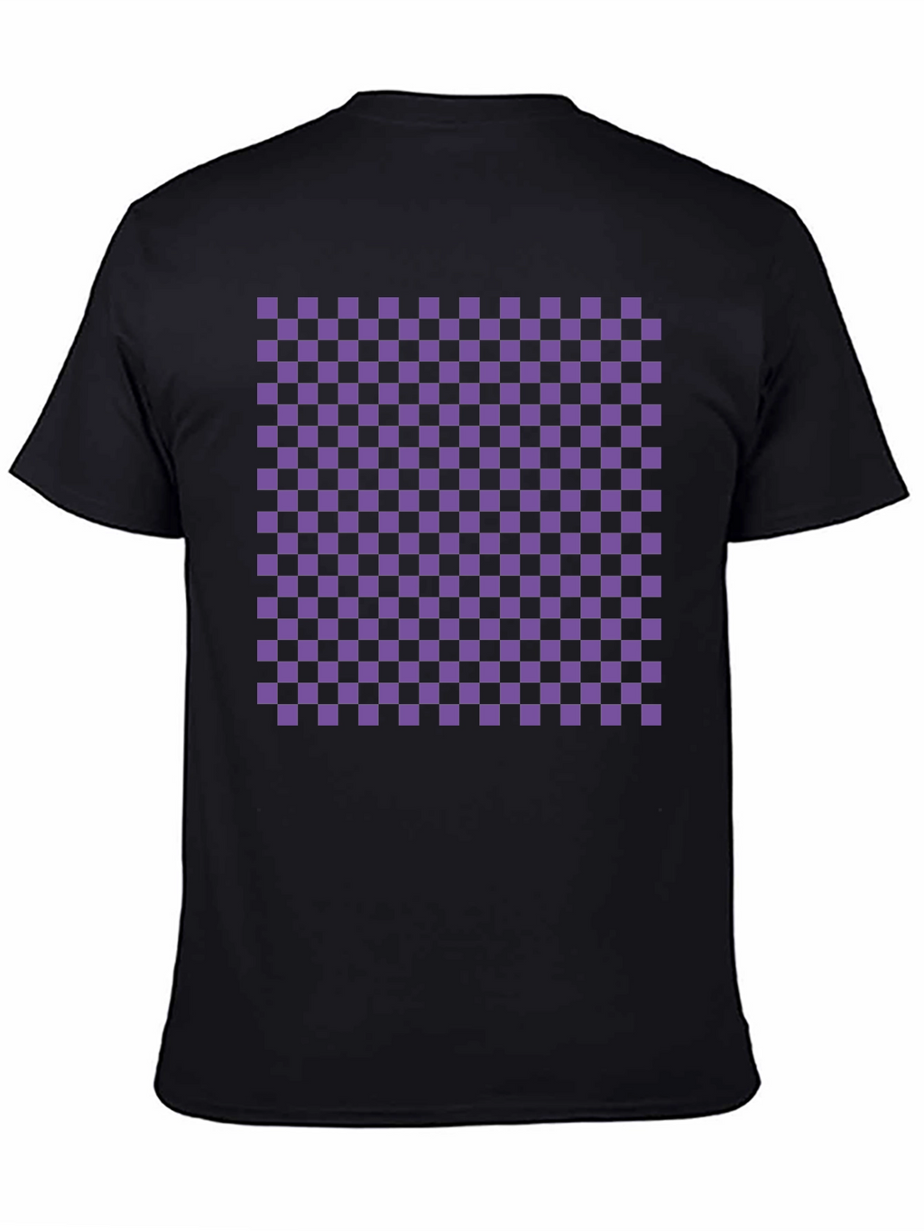 Checkerboard Tee - Black with Purple Squares
