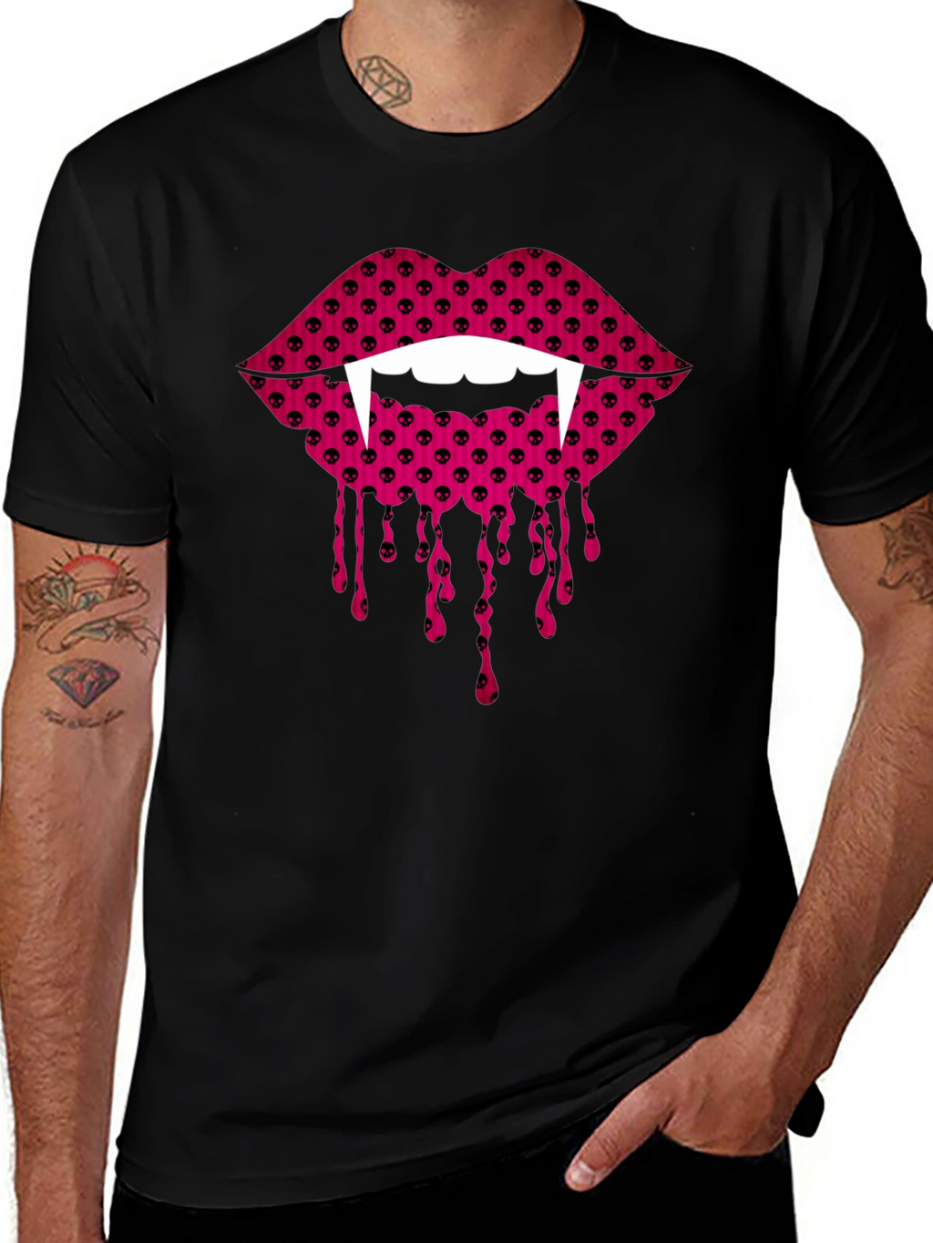Vampire Lips Graphic Tee - Halloween Fashion