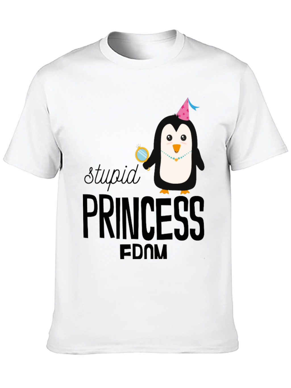 Stupid Princess Penguin T-Shirt - Black Cotton Tee