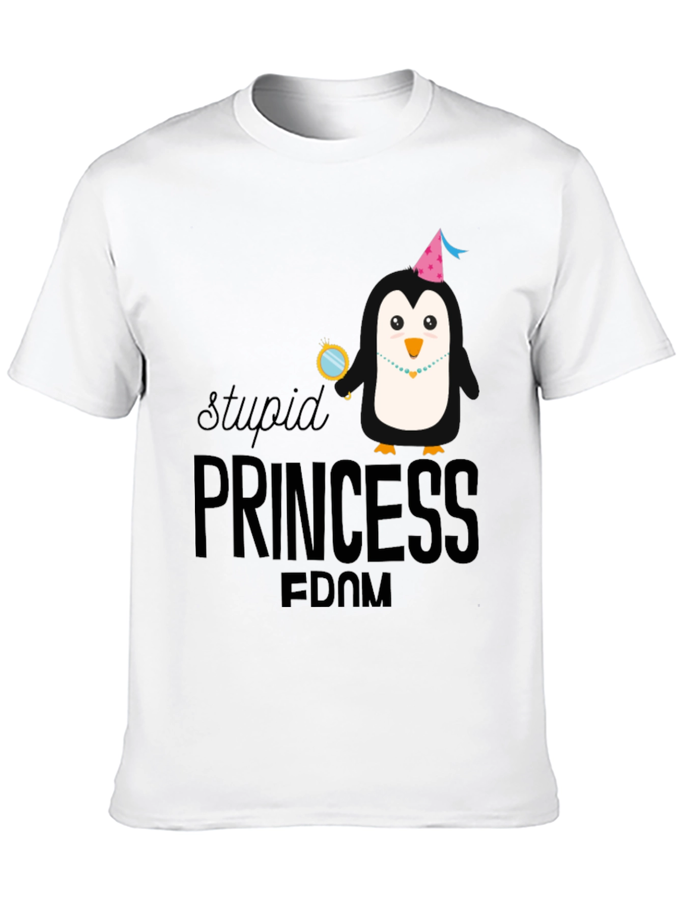 Stupid Princess Penguin T-Shirt - Black Cotton Tee