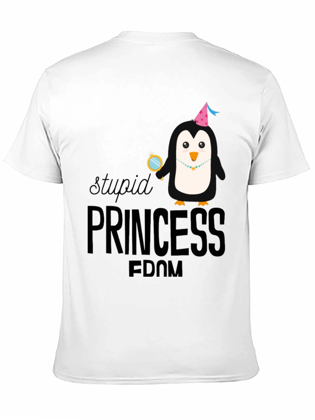 Stupid Princess Penguin T-Shirt - Black Cotton Tee
