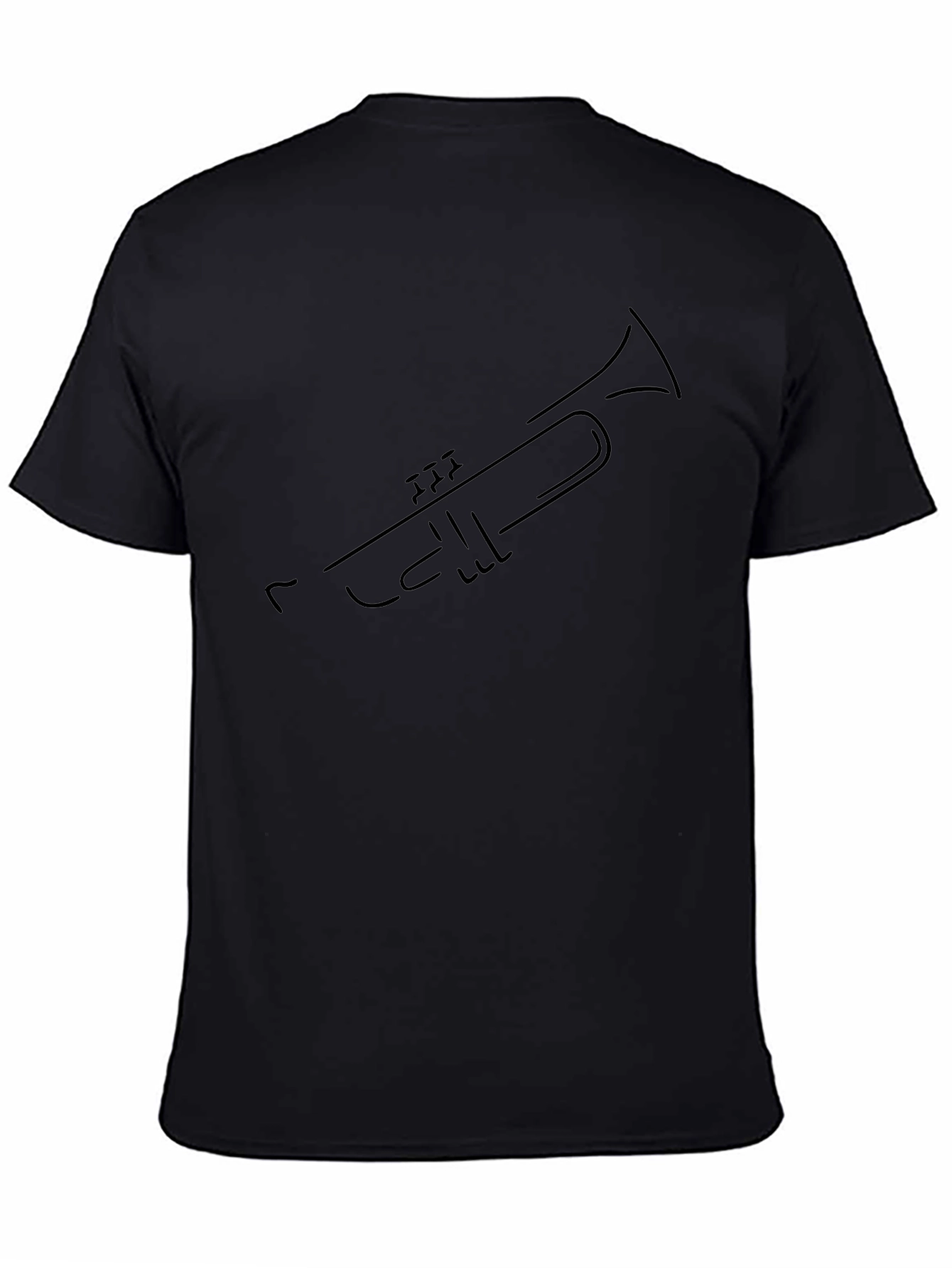 Trumpet Outline Black T-Shirt - Music Lover Tee
