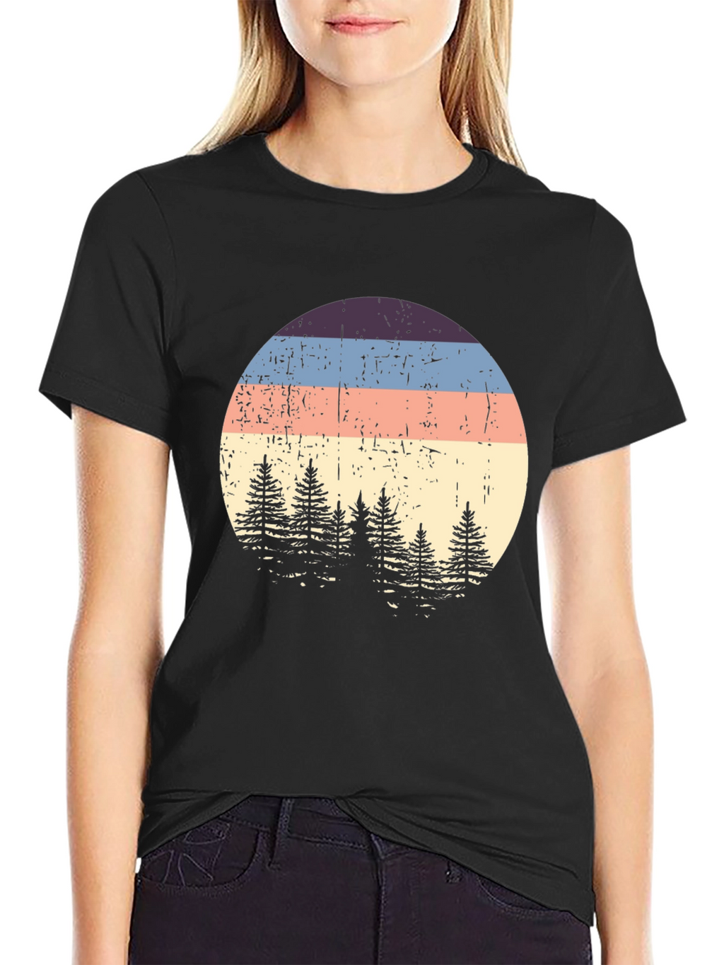 Retro Sunset Pine Tree Graphic Tee