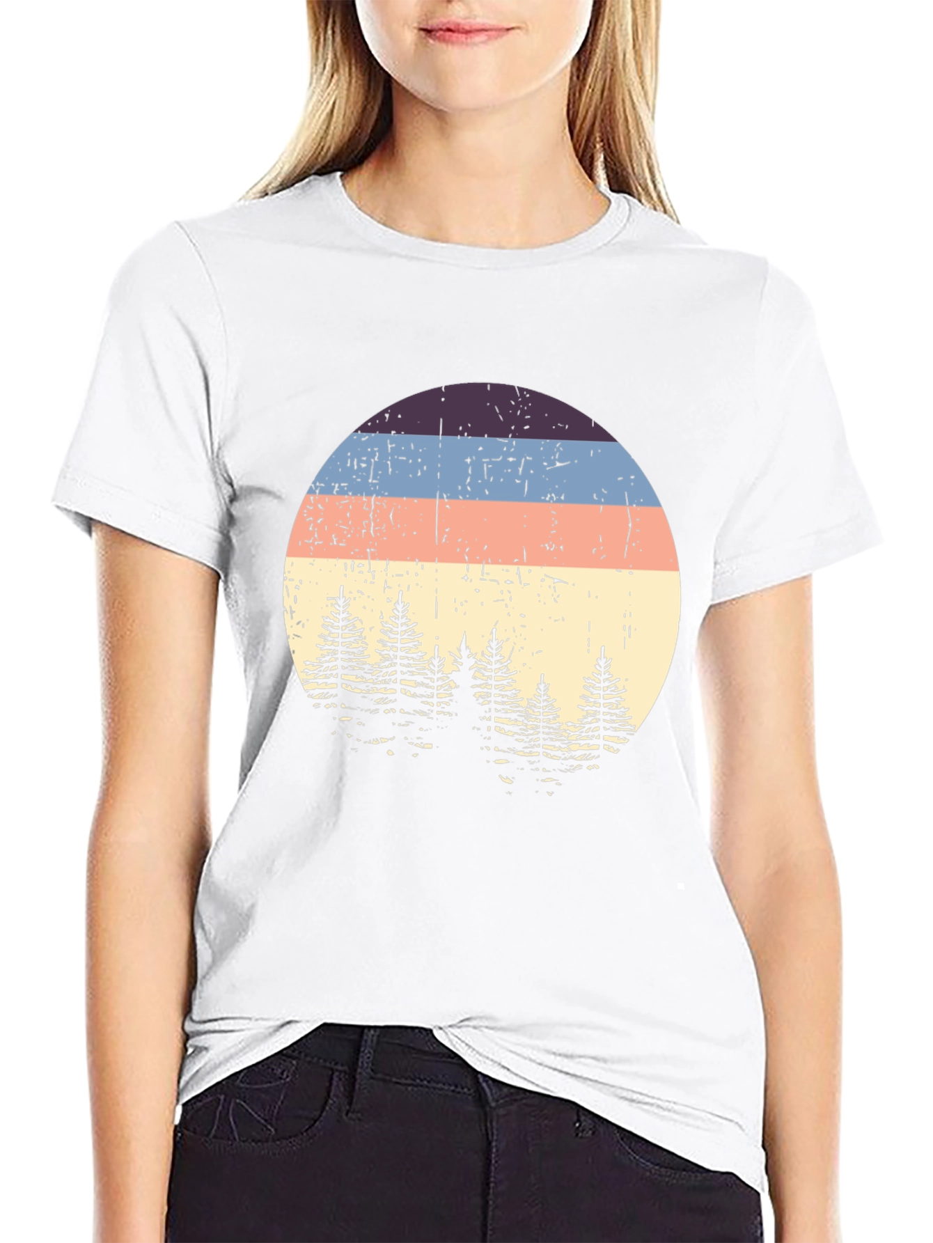 Retro Sunset Pine Tree Graphic Tee