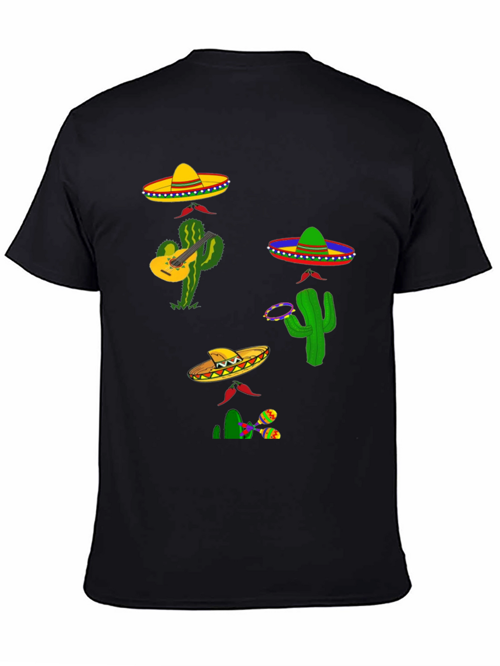 Festive Fiesta T-Shirt: Sombreros Cacti and Musical Fun